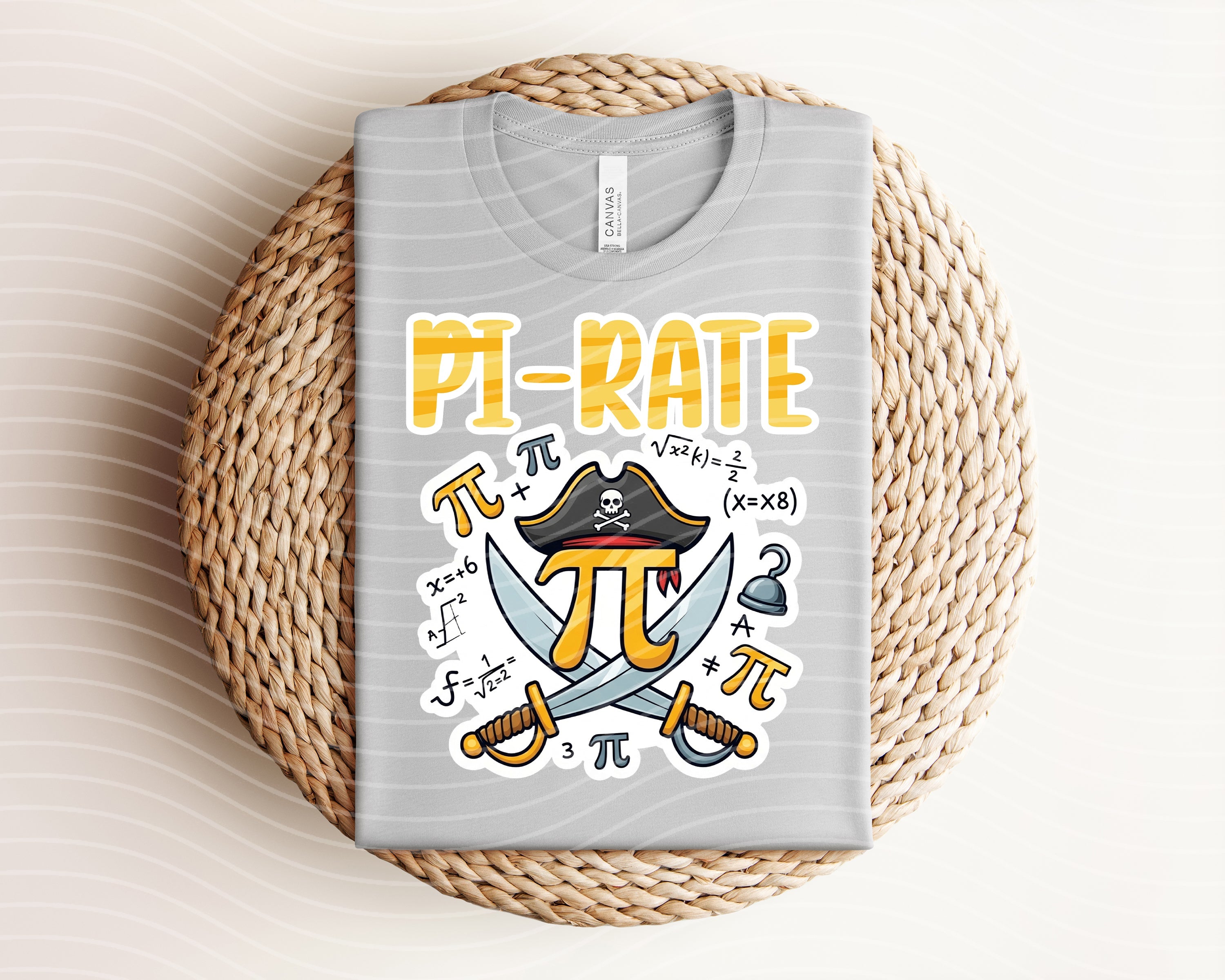 Anchored Grace Boutique Pi-Rate graphic tee featuring a nautical pirate design on soft cotton fabric.
