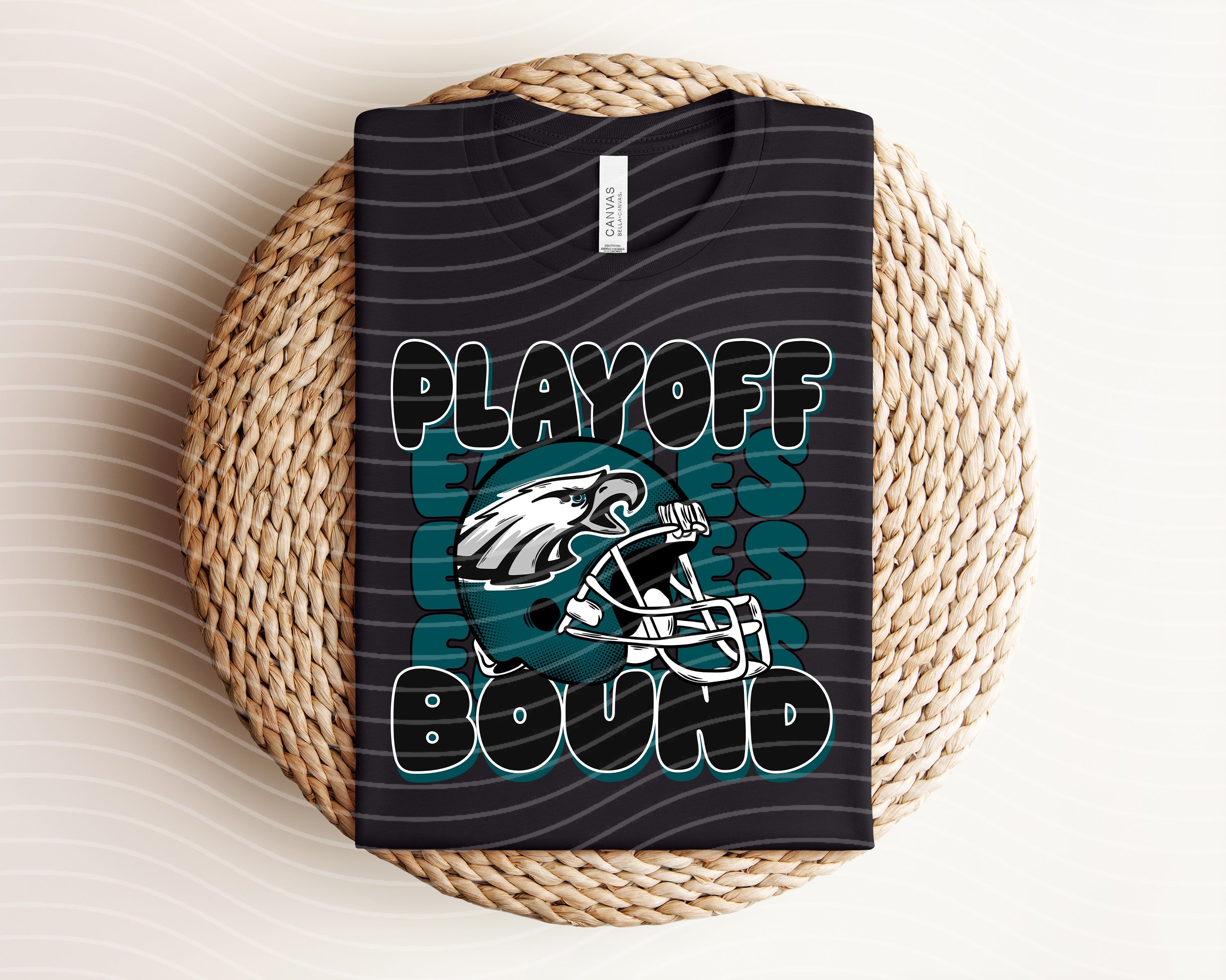 Playoff Bound Eagles graphic tee by Anchored Grace Boutique, featuring a colorful sports team design on a casual cotton T-shirt.
