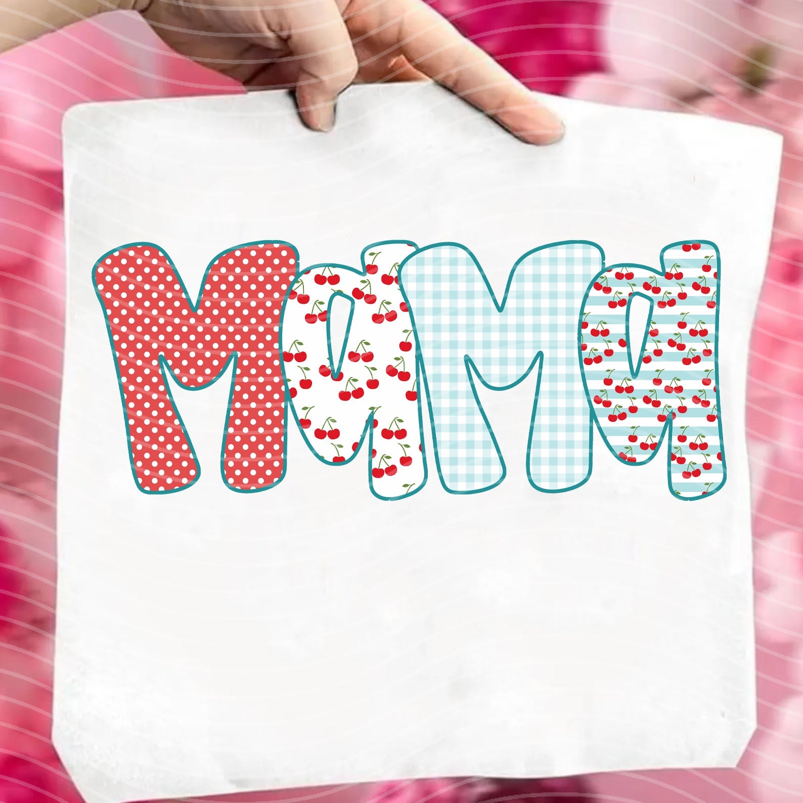 Mama Cherries graphic tee by Anchored Grace Boutique featuring a colorful cherry design on a comfortable cotton t-shirt.