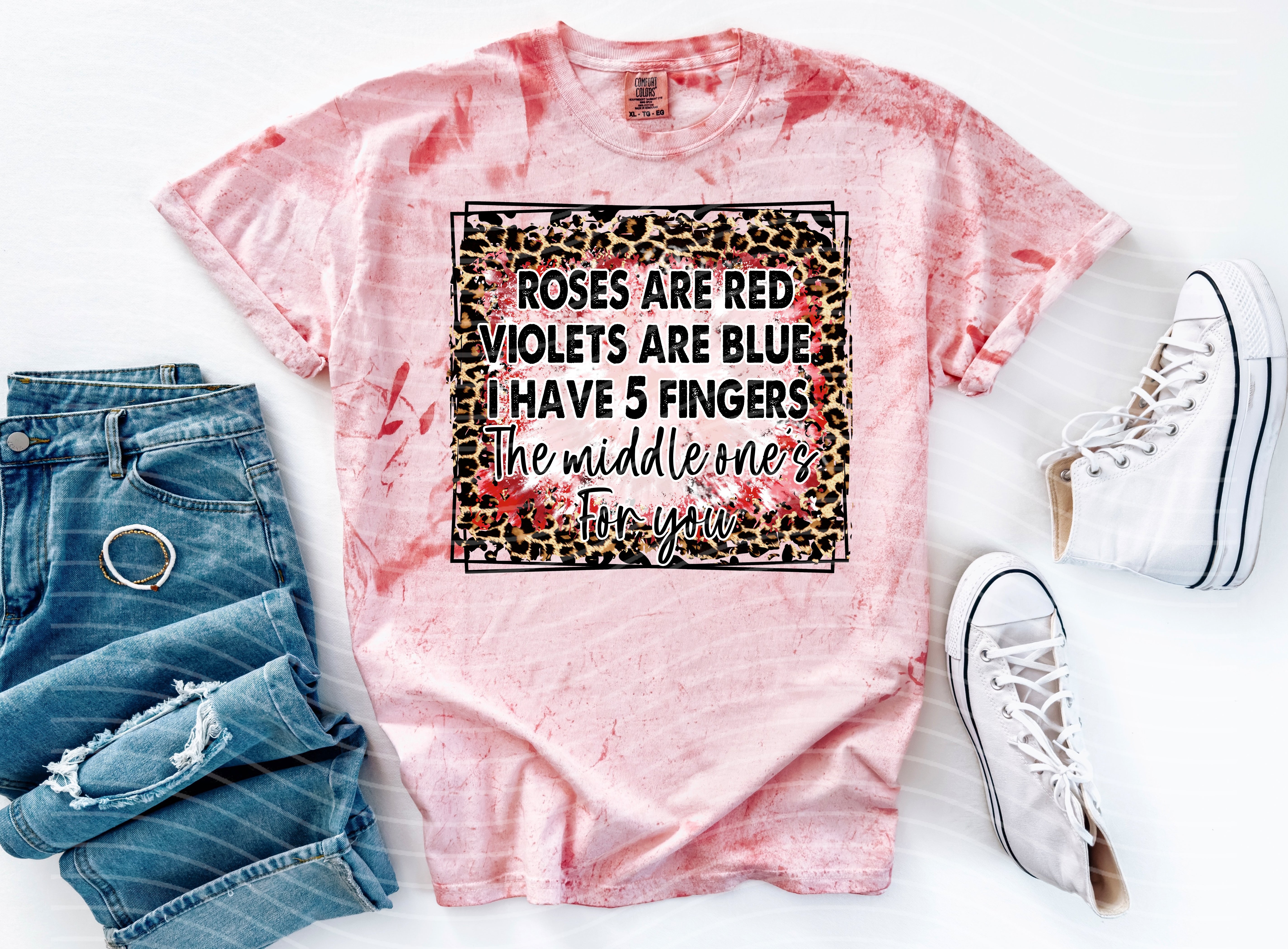 Black graphic tee by Anchored Grace Boutique featuring the phrase "I Have 5 Fingers" in bold white lettering.