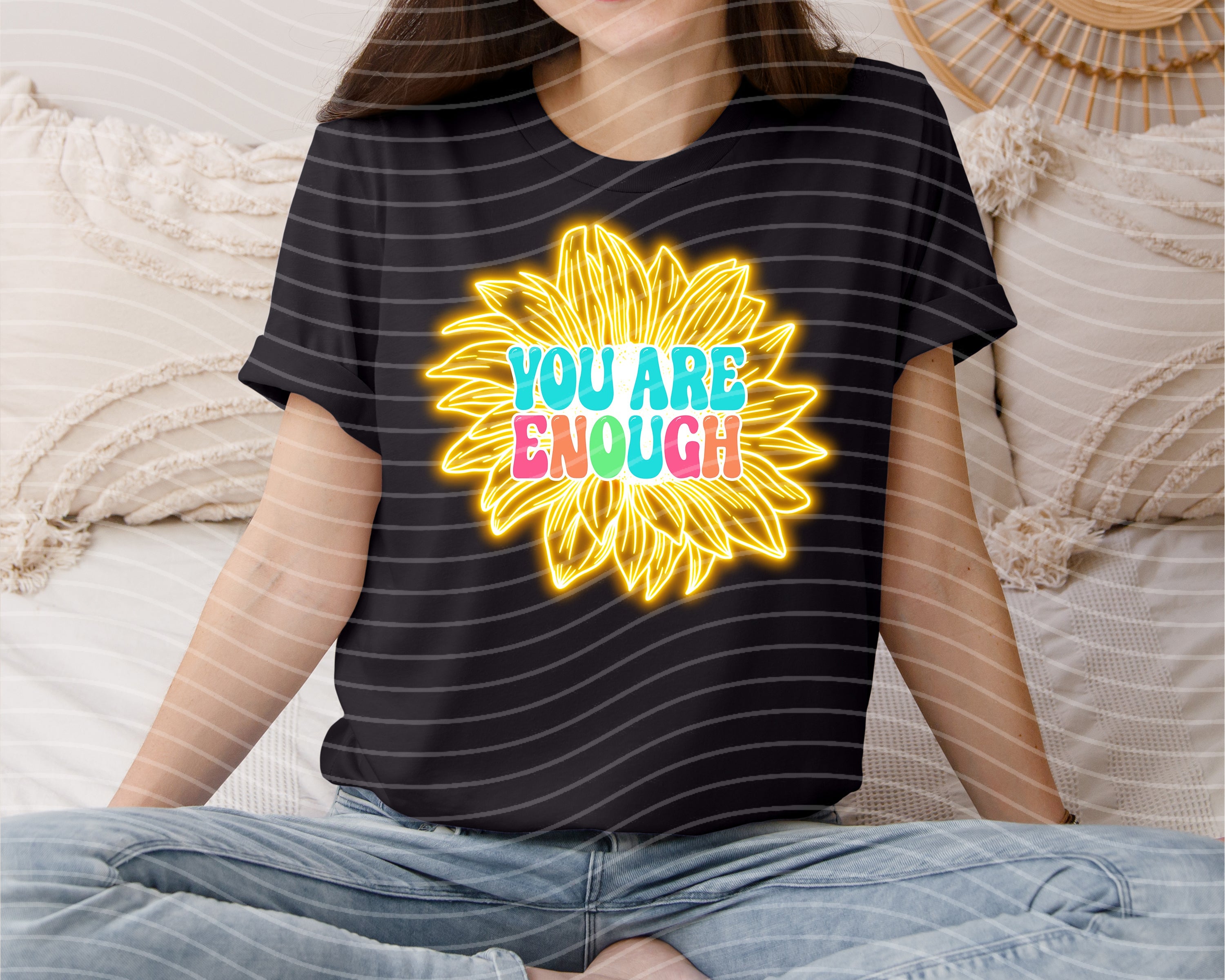 You are Enough graphic tee by Anchored Grace Boutique, featuring motivational text on a casual short-sleeve t-shirt.