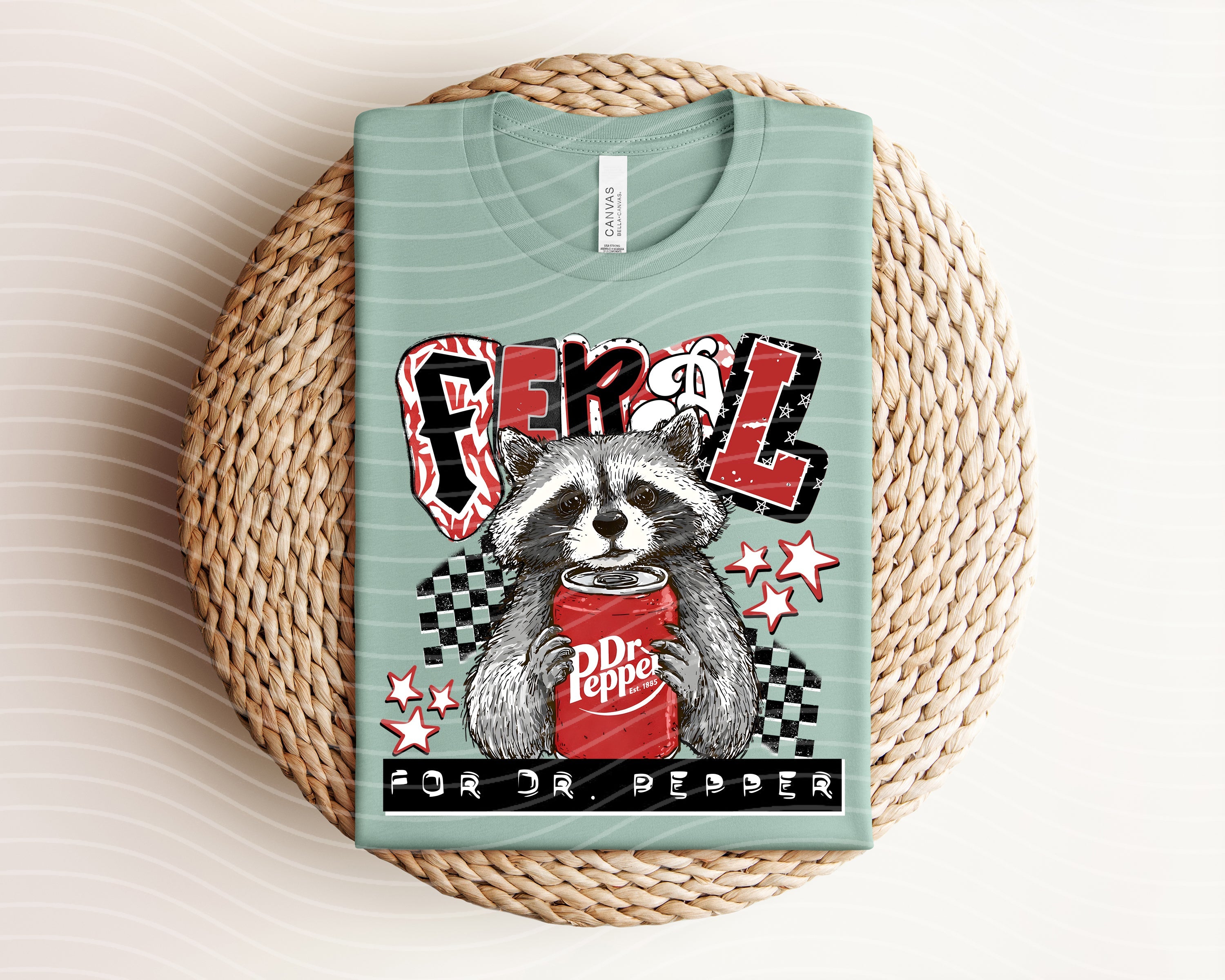 Feral for Dr Pepper graphic tee by Anchored Grace Boutique, featuring bold Dr Pepper logo and vintage-inspired design.