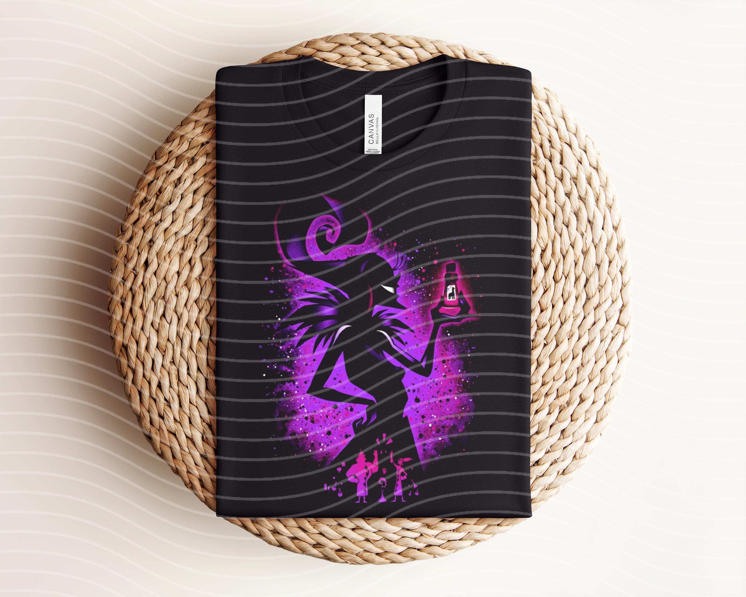 Dark graphic tee featuring Yzma design from Anchored Grace Boutique, with bold print and casual fit.
