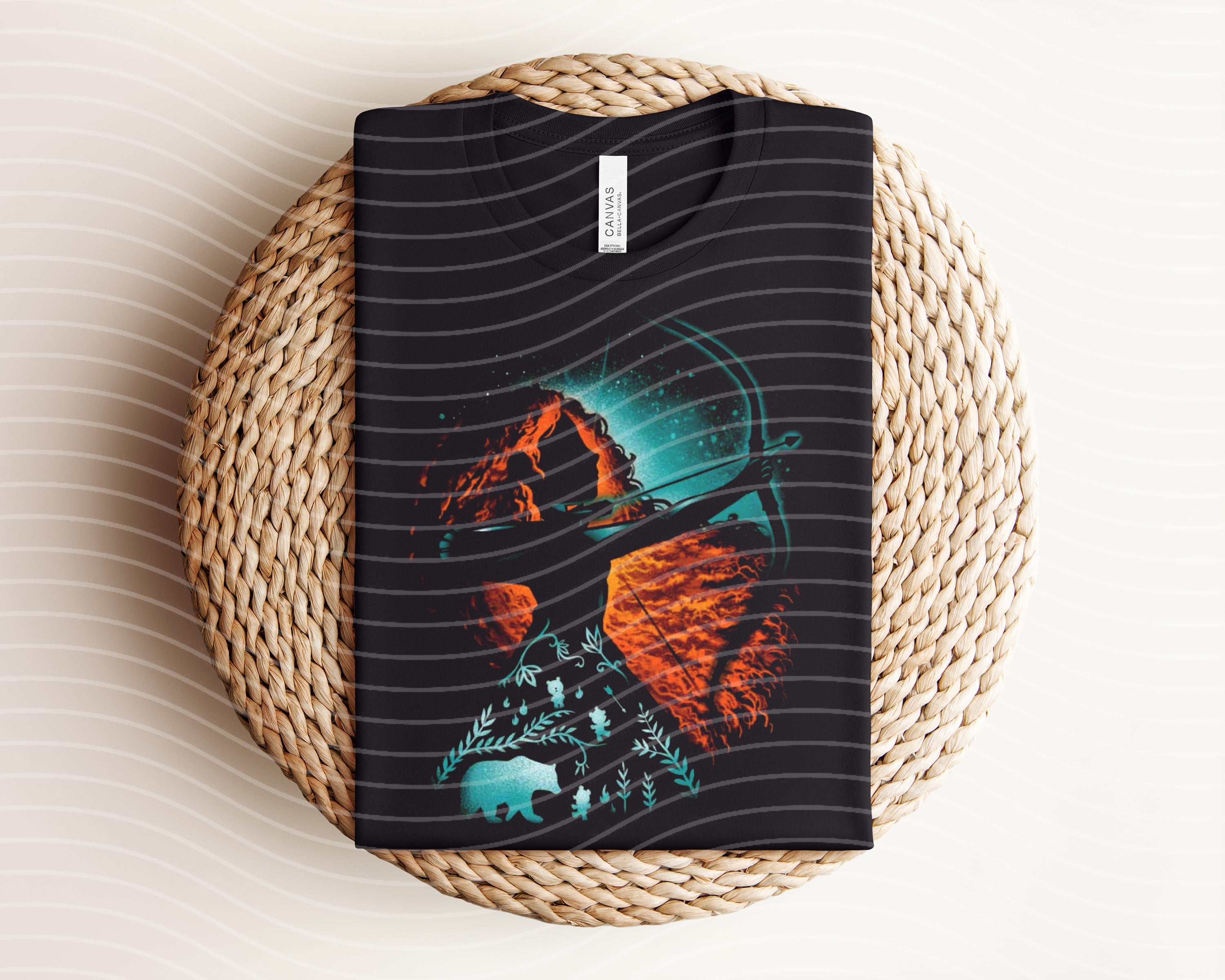 Anchored Grace Boutique Merida Dark Graphic Tee featuring bold graphic design on a black t-shirt for casual style.