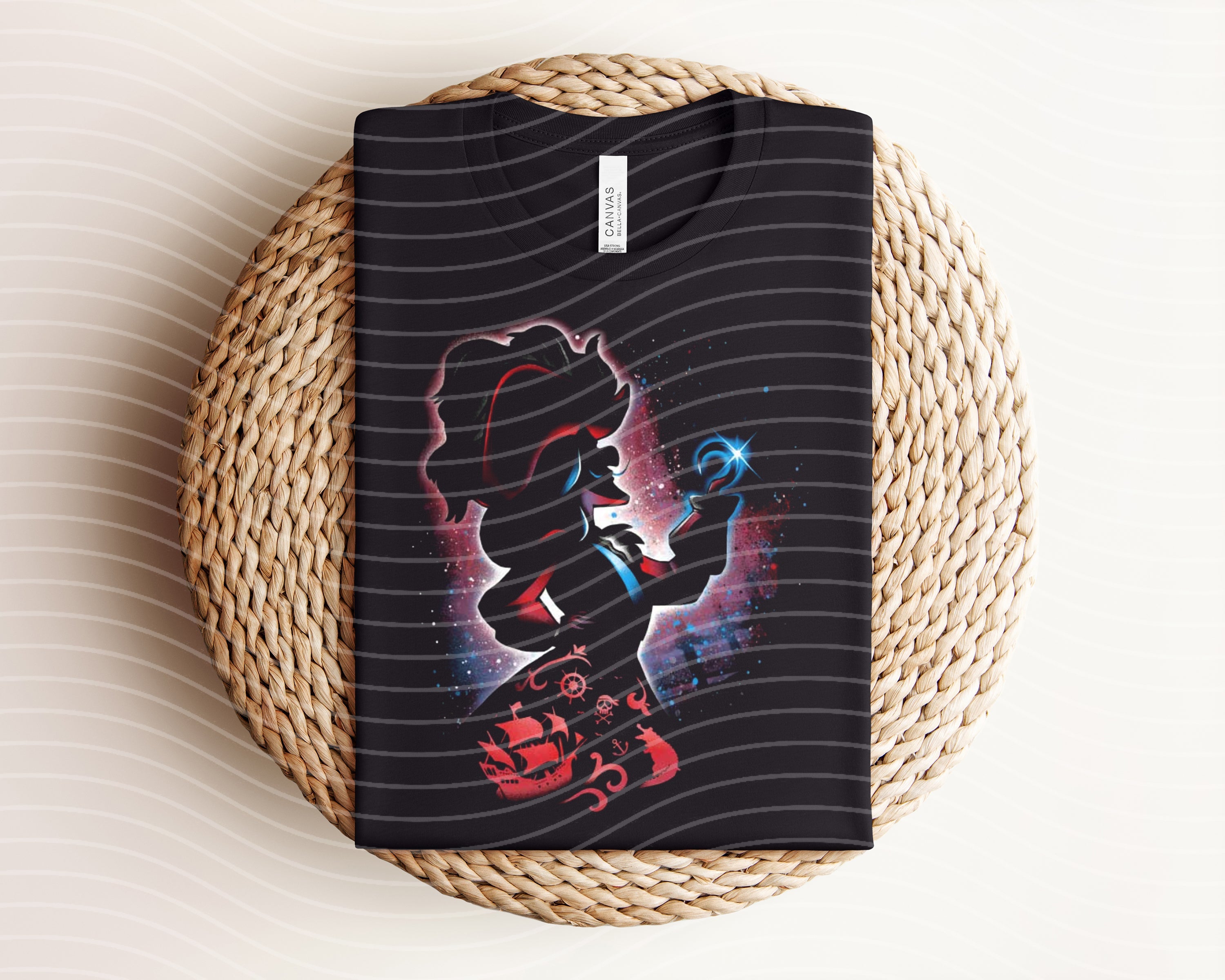 Black hook graphic tee from Anchored Grace Boutique featuring dark, artistic graphic design on a casual cotton t-shirt.