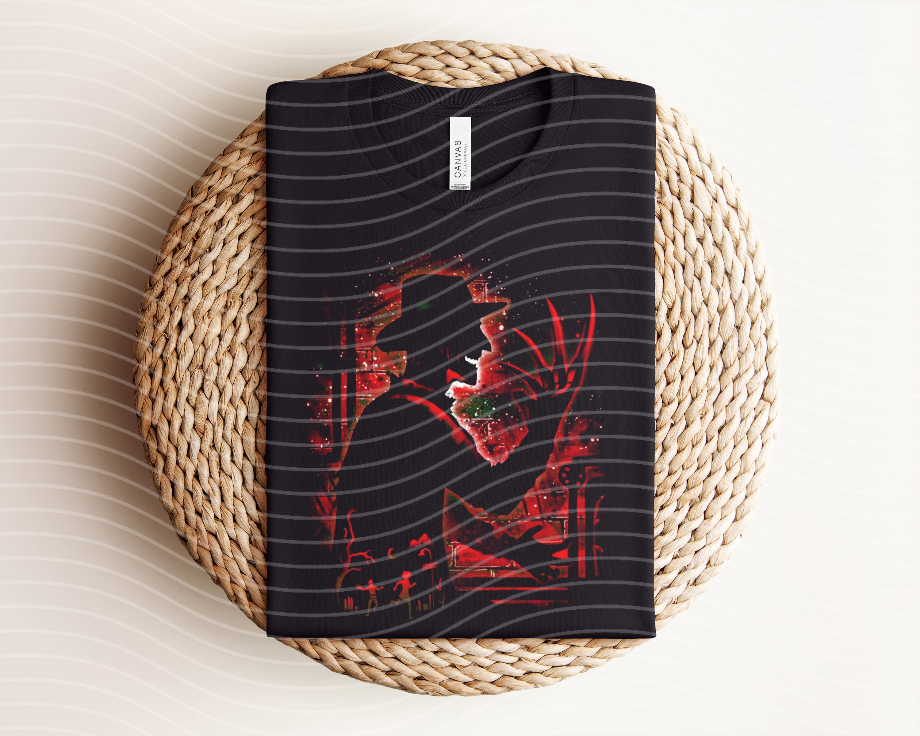 Freddy Dark Graphic Tee from Anchored Grace Boutique featuring a bold, artistic graphic design on a black cotton T-shirt.
