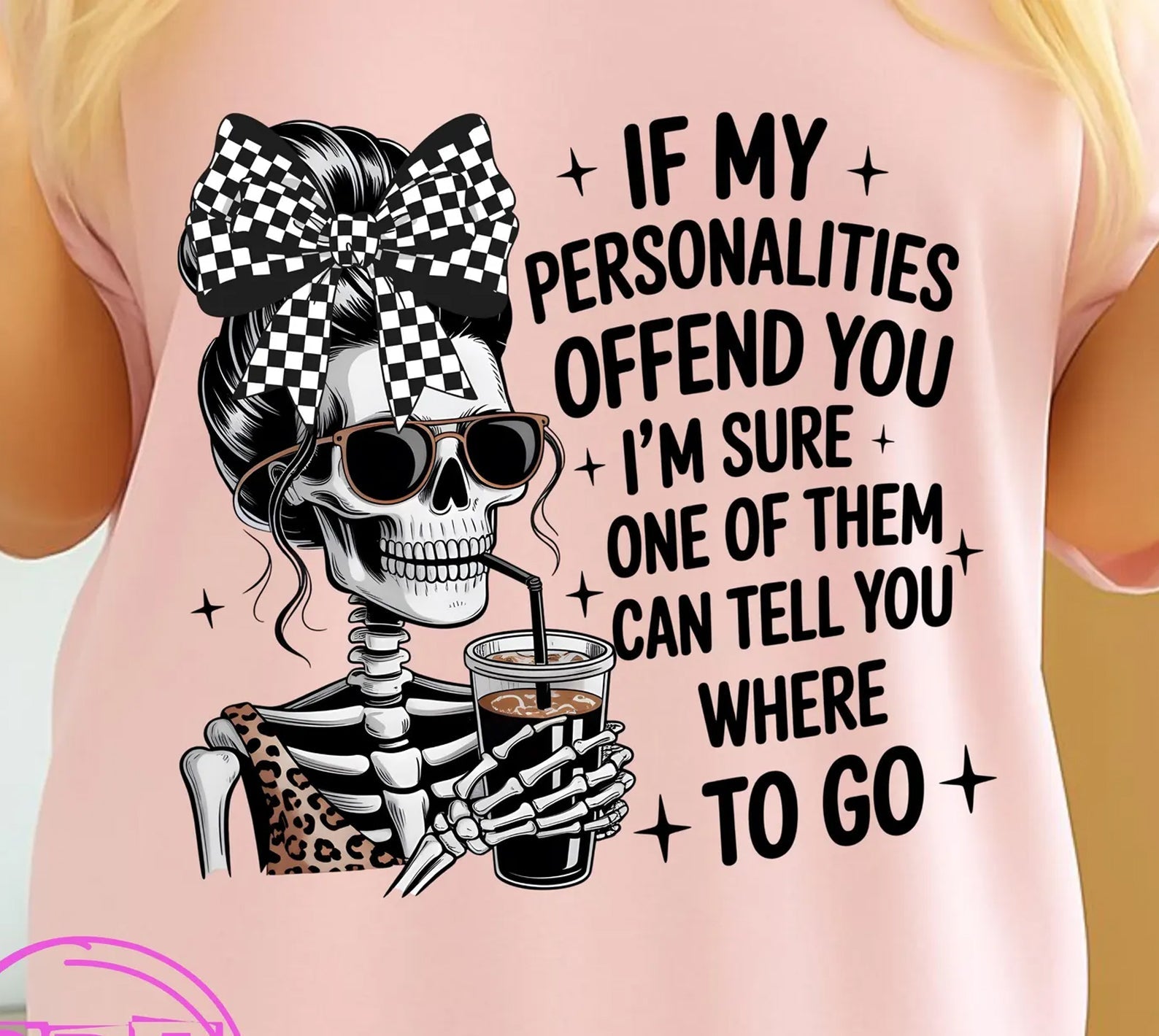 Black graphic tee from Anchored Grace Boutique featuring bold text that reads "If My Personalities Offend You."