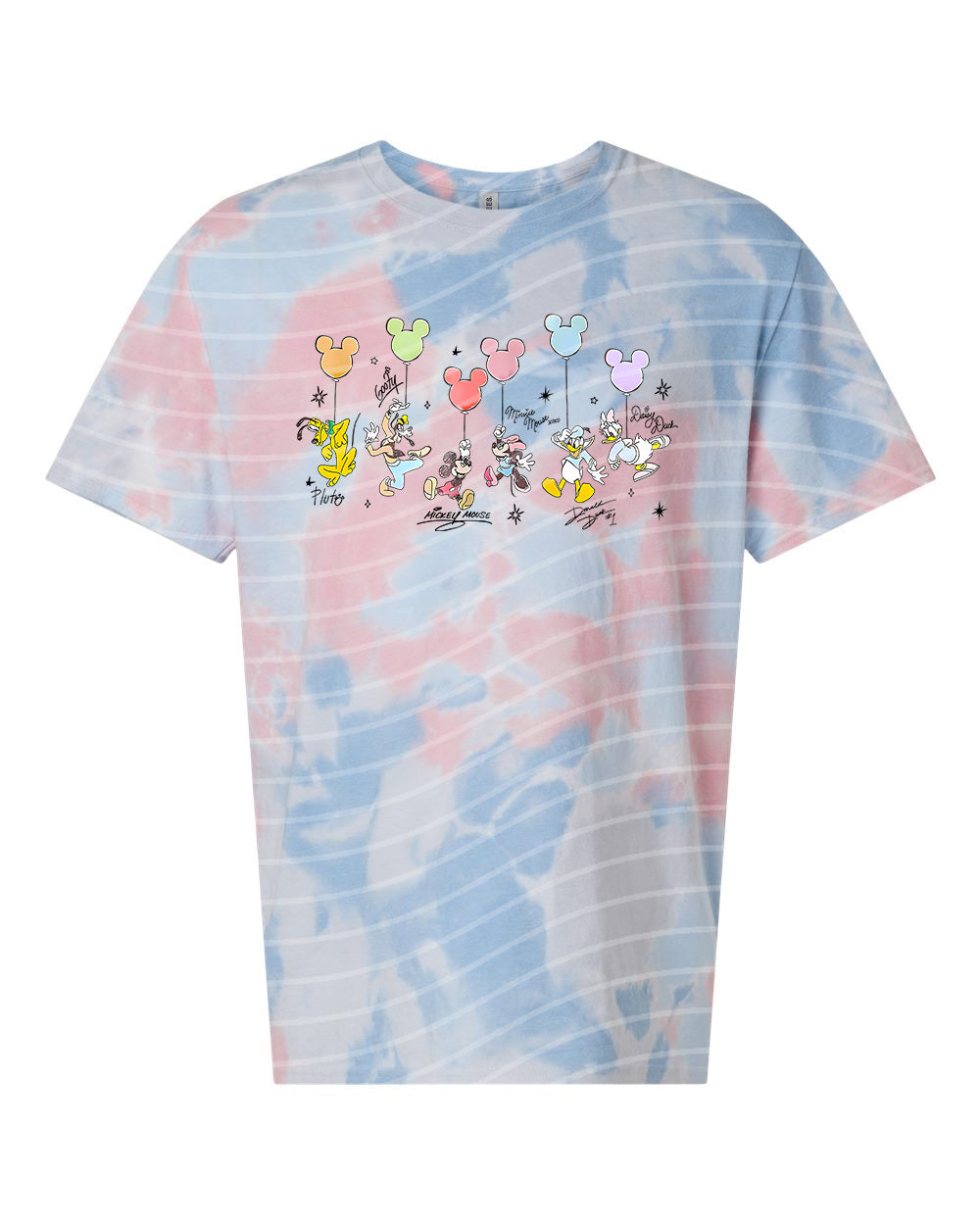 Colorful Balloon Friends graphic tee by Anchored Grace Boutique featuring playful balloon illustrations on a casual cotton shirt.