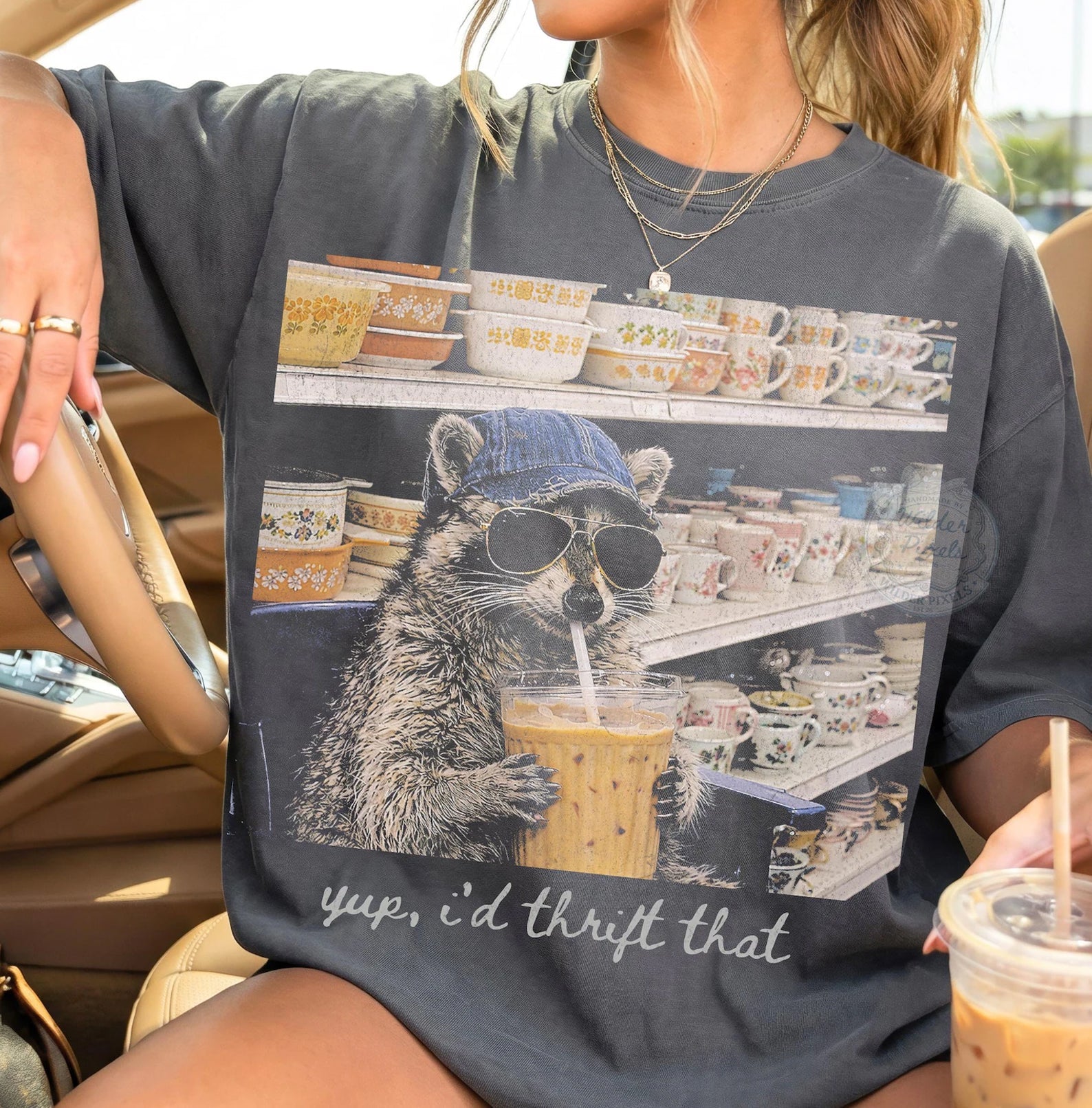Anchored Grace Boutique's "Yup I'd Thrift That" graphic tee featuring bold printed text on soft cotton fabric.