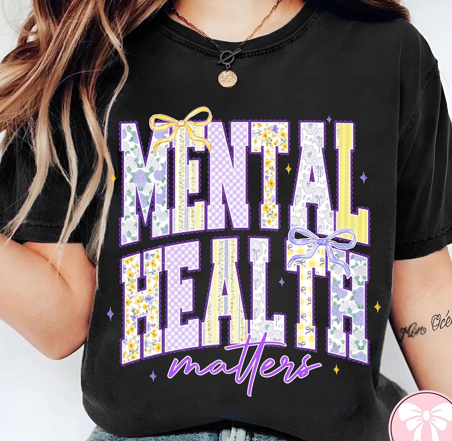 Mental Health Matters graphic tee by Anchored Grace Boutique featuring a supportive message on a casual cotton t-shirt.
