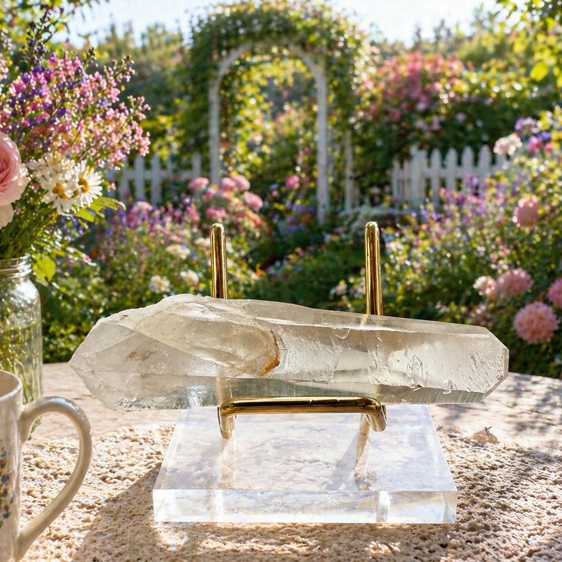 Lemurian Quartz Point with natural crystal formation, clear and with subtle striations, from 1 Practical Magic Store.
