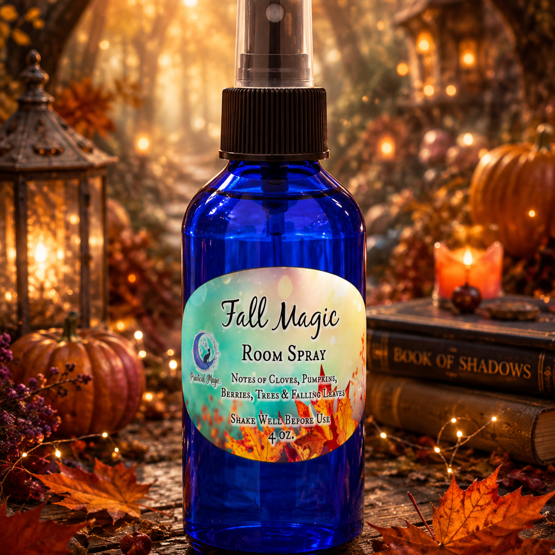 Fall Magic Room Spray by 1 Practical Magic Store, featuring a decorative spray bottle with autumn-inspired design and label.