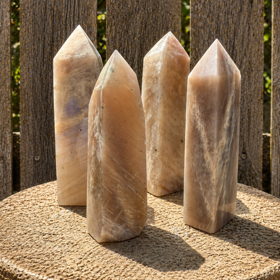 Blue Flash Moonstone Tower from Towers & Generators, featuring a vibrant blue moonstone crystal on a decorative base.