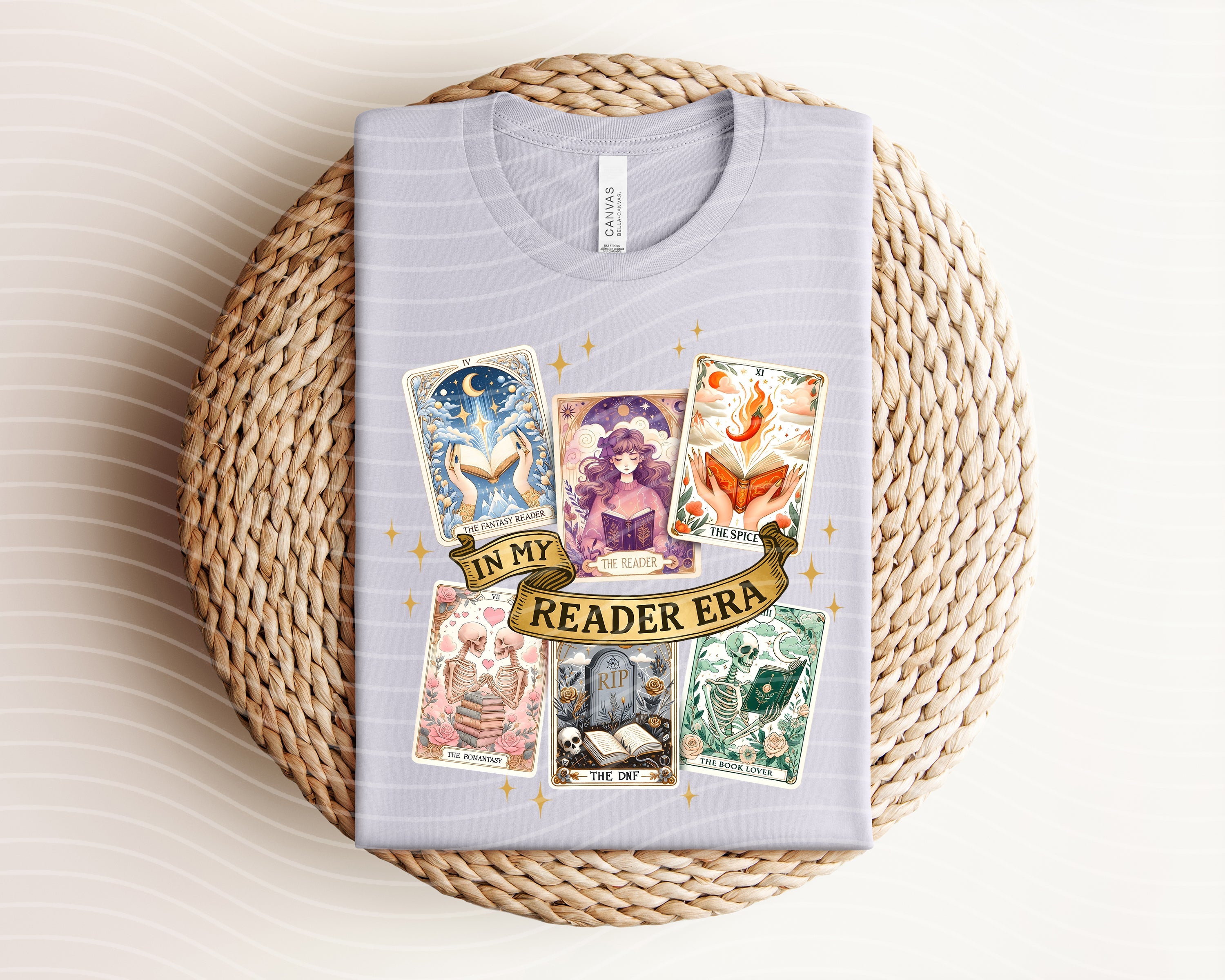 Black In My Reader Era graphic tee by Anchored Grace Boutique featuring a stylish book-themed design on soft cotton fabric.