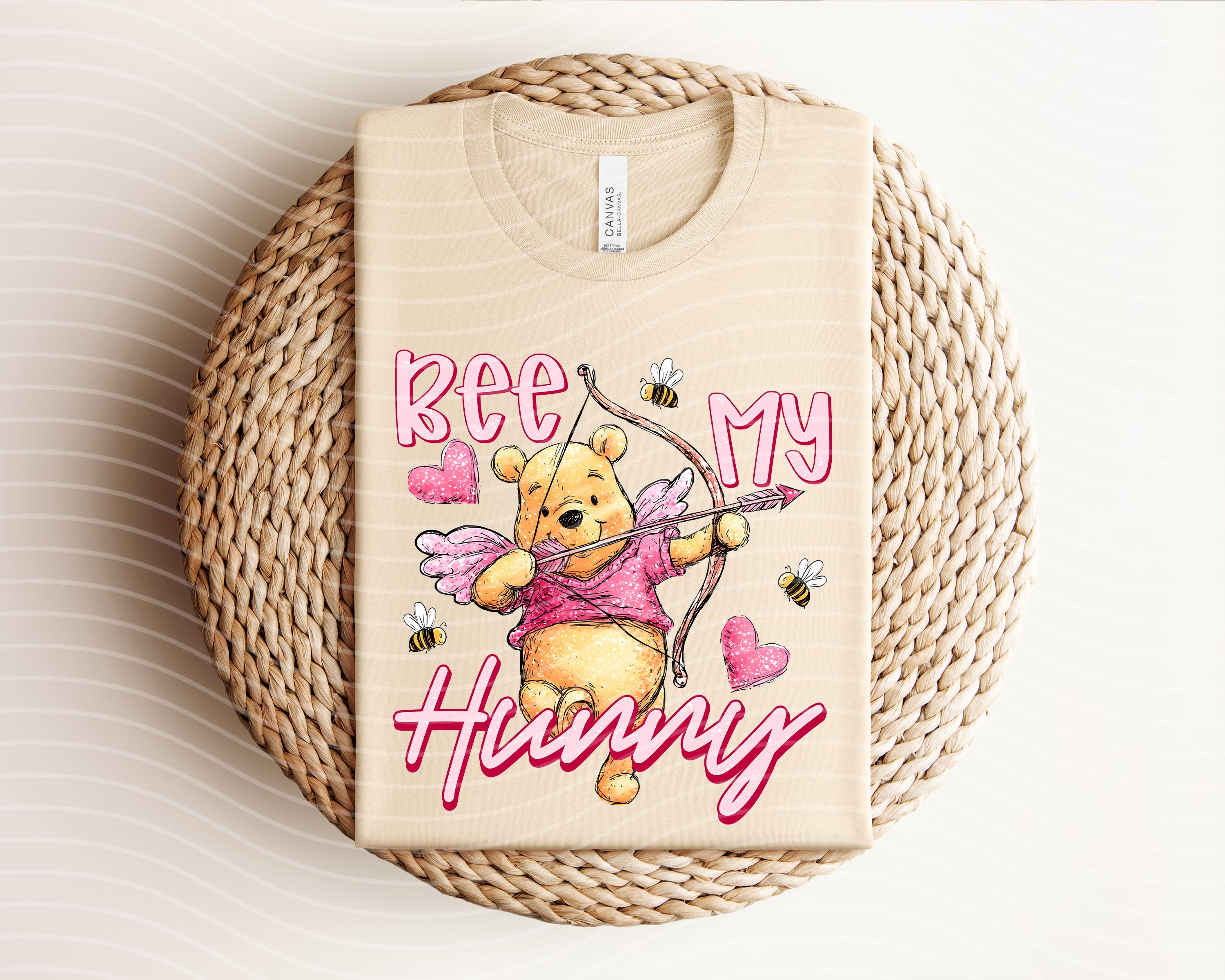 Bee My Hunny graphic tee by Anchored Grace Boutique featuring a colorful honey bee and floral design on soft fabric.