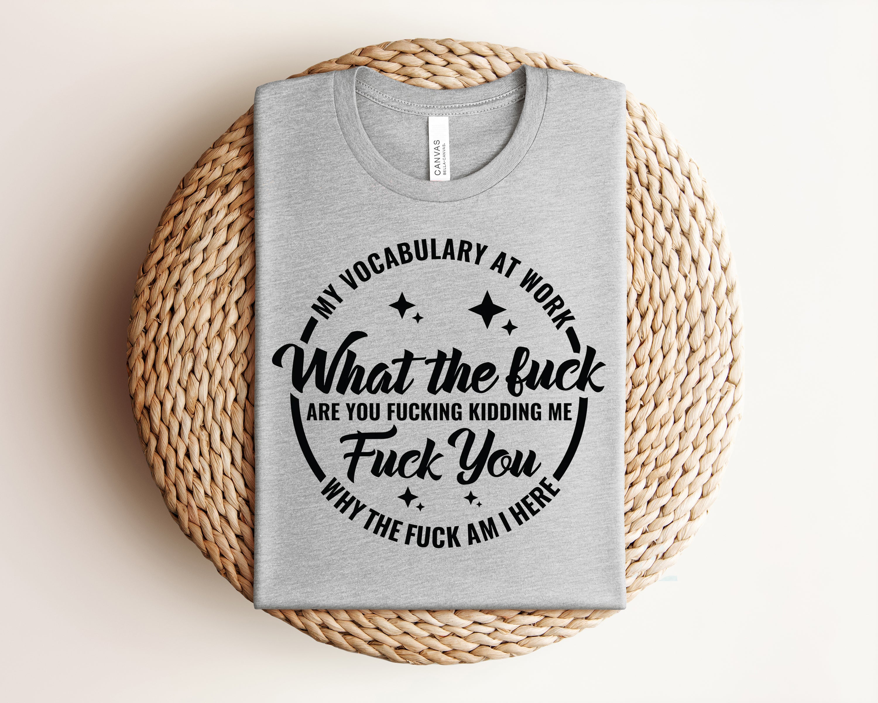 My Vocabulary at Work graphic tee by Anchored Grace Boutique, featuring a stylish design on a casual cotton t-shirt.