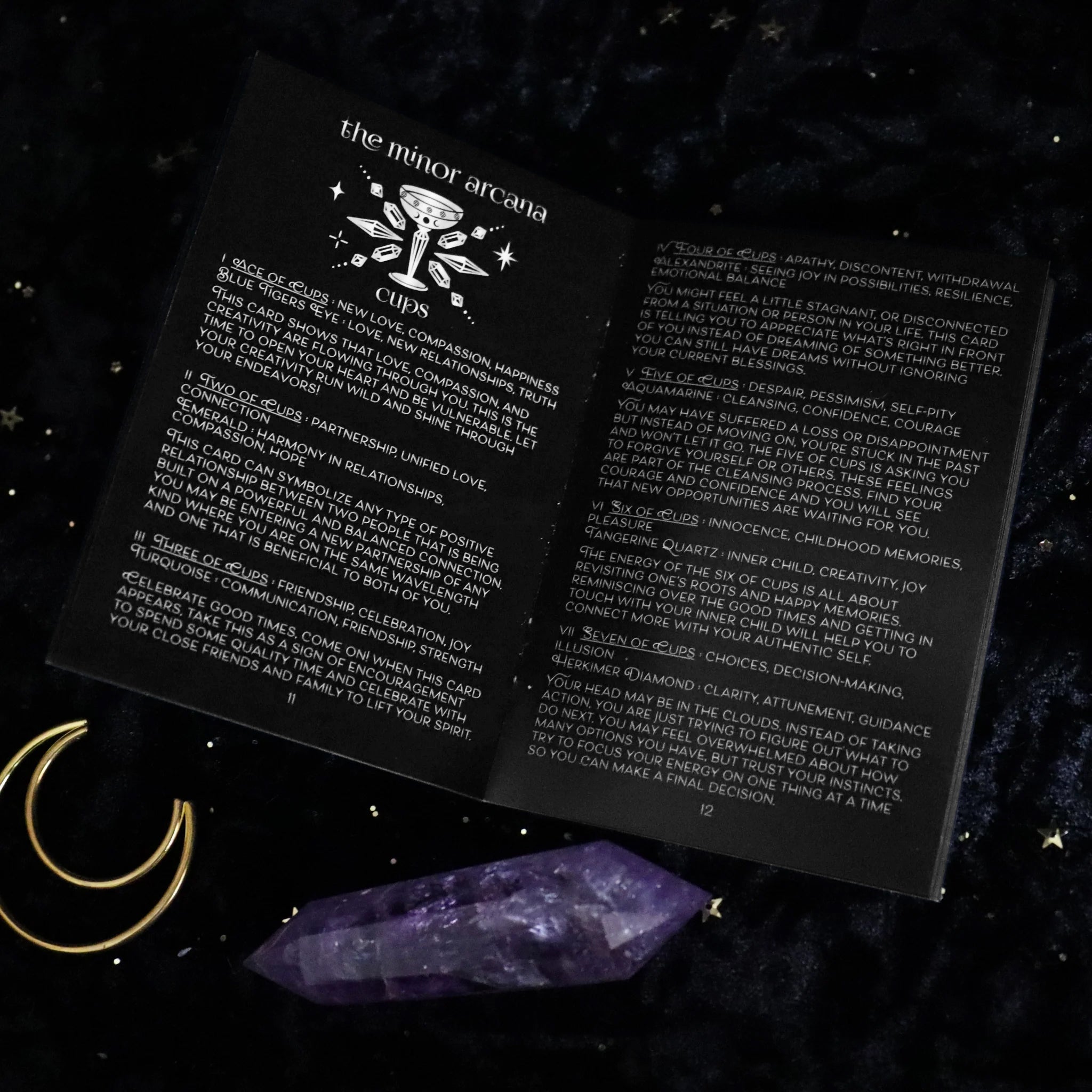 Mini Gold Crystalstruck Tarot deck by Moonstruck Crystals, featuring intricate tarot card designs with gold accents and crystal details.
