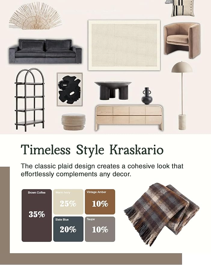 CozyNest Decor ZonLi brown throw blanket with tassels, lightweight and warm, perfect for sofa, bed, or outdoor use.