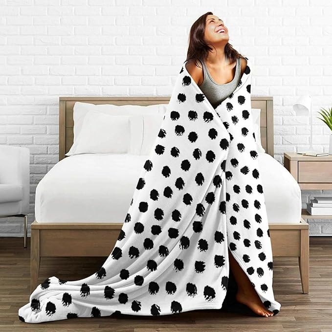 CozyNest Decor HGOD DESIGNS polka dot throw blanket with soft brush stroke design, 50x60 inches, perfect for bed, couch, or camping.