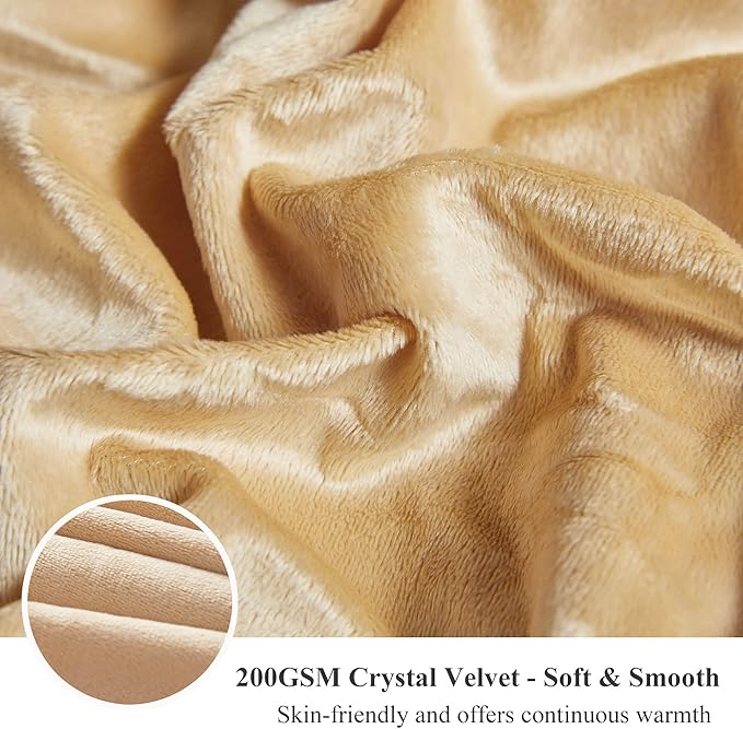 CozyNest Decor XeGe plush faux fur throw blanket in camel, 50x60 inches, fluffy microfiber velvet for sofa and bed, winter cozy comfort.