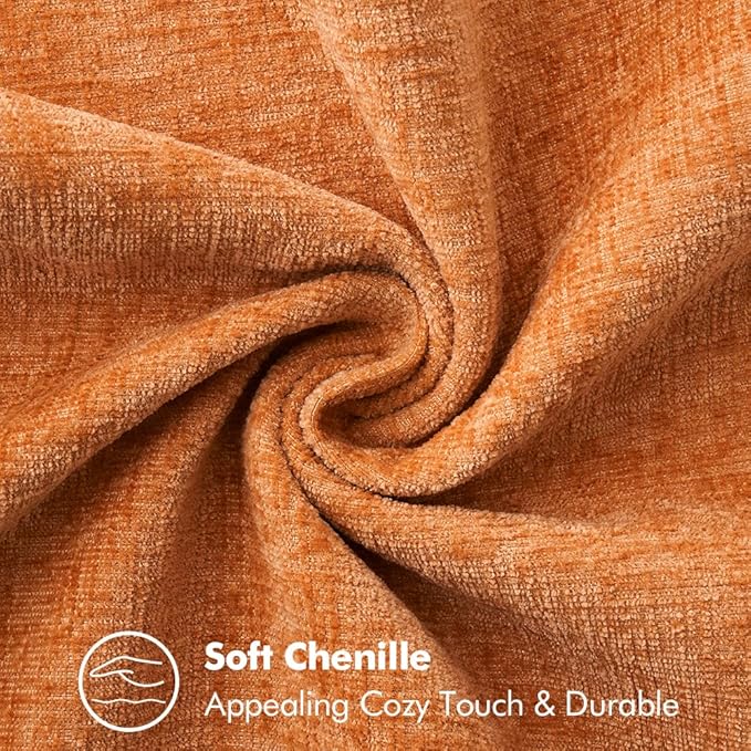 CozyNest Decor MIULEE orange farmhouse throw pillow covers, 18x18 inches, soft chenille with stitched edges for sofa or bed decor.