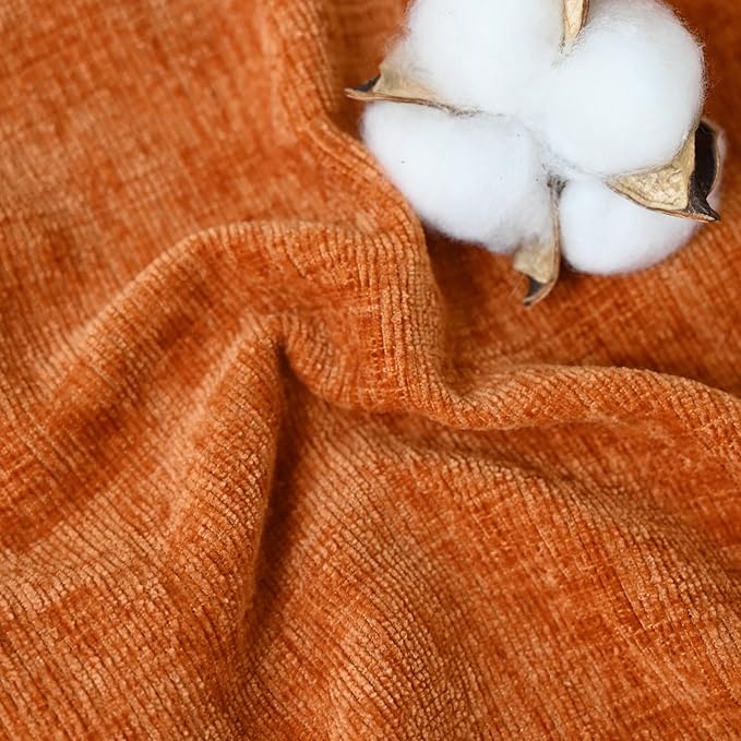 Set of two CozyNest Decor fall-themed burnt orange chenille throw pillow covers, 20x26 inches for couch or sofa decor.