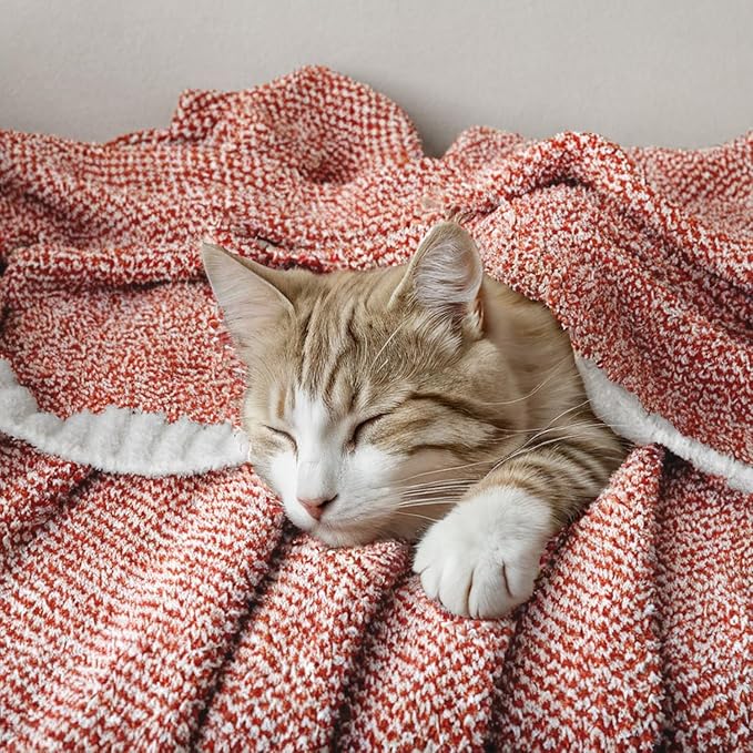 CozyNest Decor MIULEE Fall Rust super soft knit throw blanket for couch or bed, warm, fluffy, 50x60 inches, perfect for living room or camping.