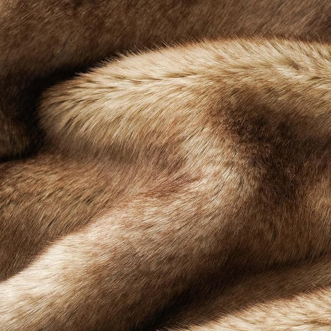 CozyNest Decor BATTILO HOME luxury ochre faux fur throw blanket on a sofa, plush warm mink fur for home decor and comfort.