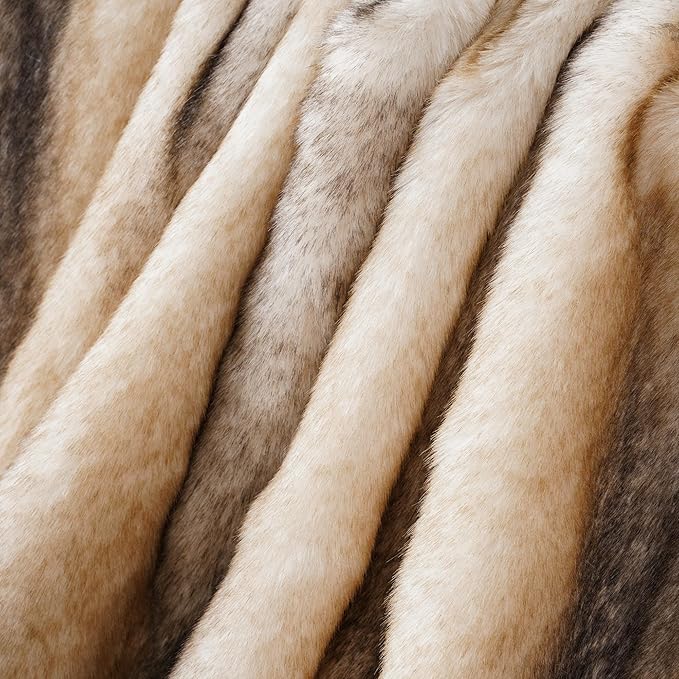 CozyNest Decor faux fur throw blanket in soft mink style, 50x60 inches, perfect for couch, sofa, or bed. Thick and warm for fall.