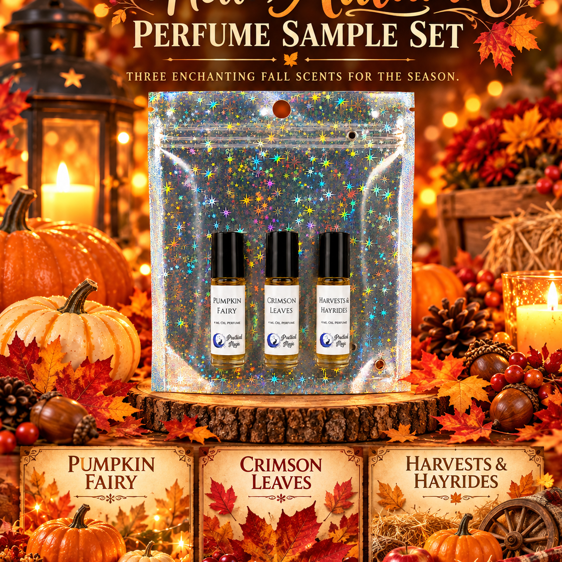 Fall perfume oil for women by Practical Magic Store, 10ml roll-on with floral musk scent, alcohol-free, vegan, long-lasting fragrance