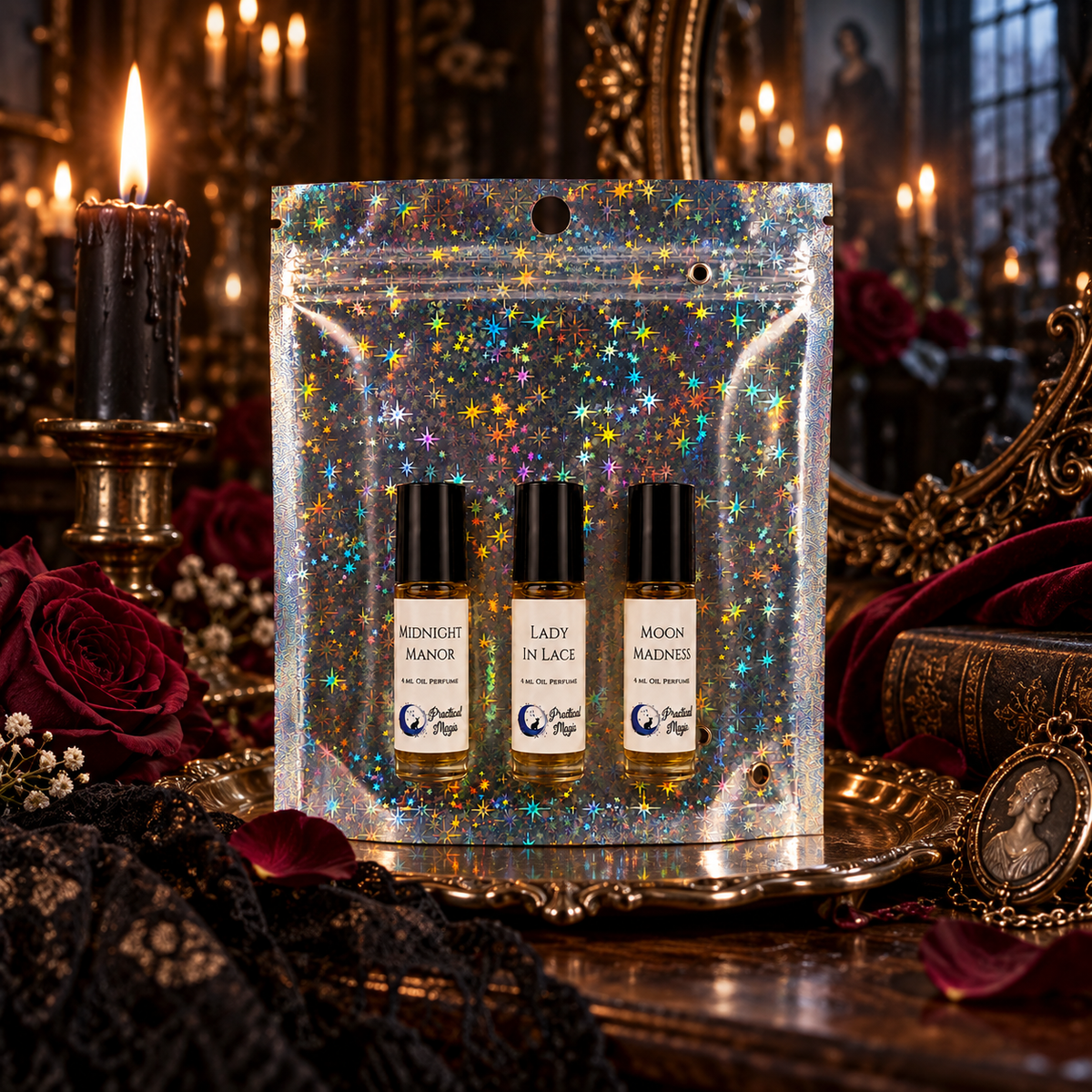 Practical Magic Seasonal Sampler enchanted floral musk perfume oil roll-on in a 10ml bottle