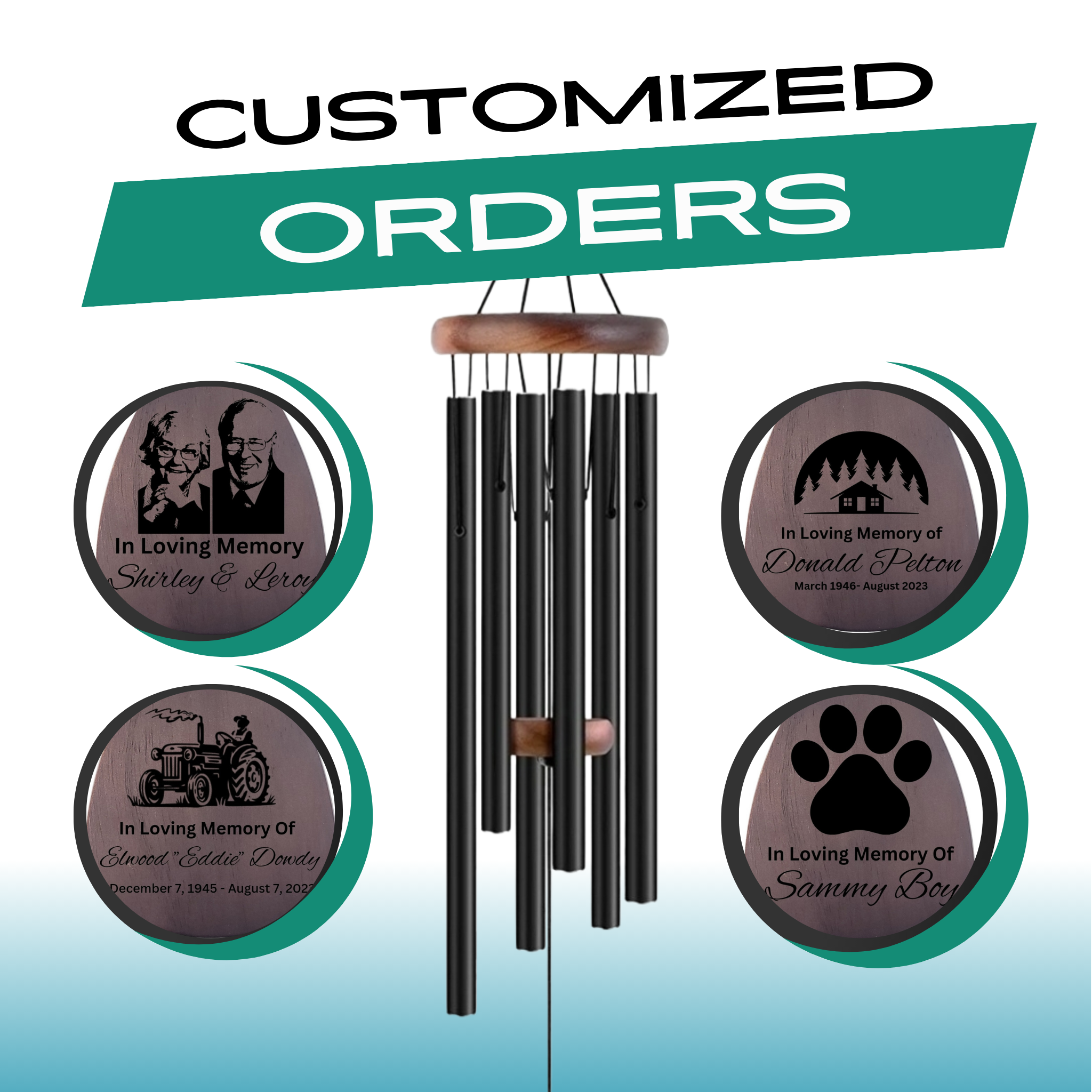 Memorial Serenity Wind Chimes by The Wind Chime Co, 32-inch outdoor garden decor for reflection or thoughtful gifts.