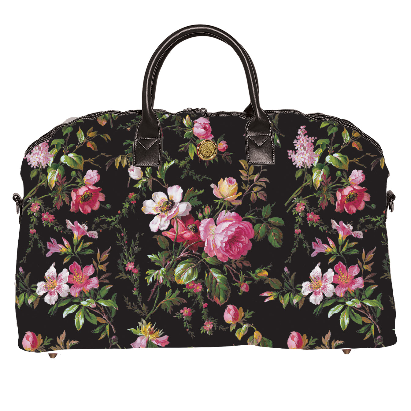 Black Noire Duffle Bag by Anna Griffin Inc. with sturdy handles, spacious interior, and sleek design for travel and gym use.