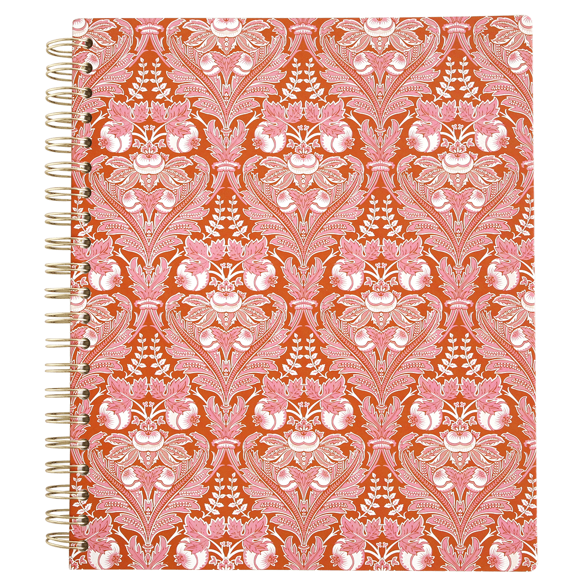 Damask spiral notebook by Anna Griffin Inc. with elegant black and white damask cover, spiral binding, and lined pages inside.