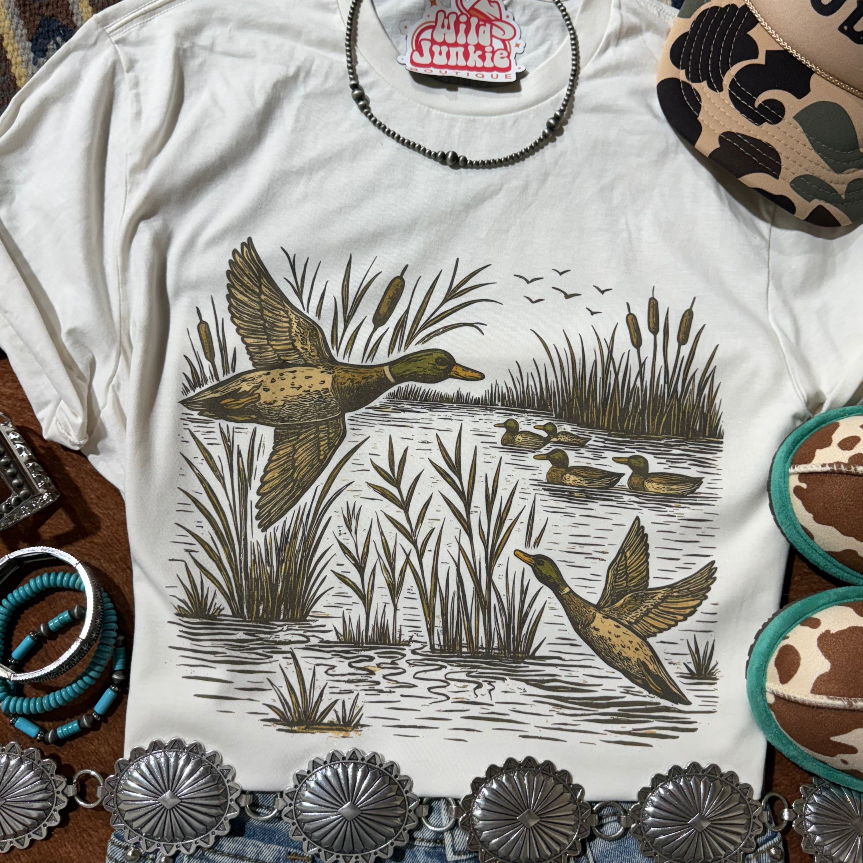 Wild Junkie Mallard Creek Graphic Tee featuring a detailed duck illustration on soft cotton fabric.