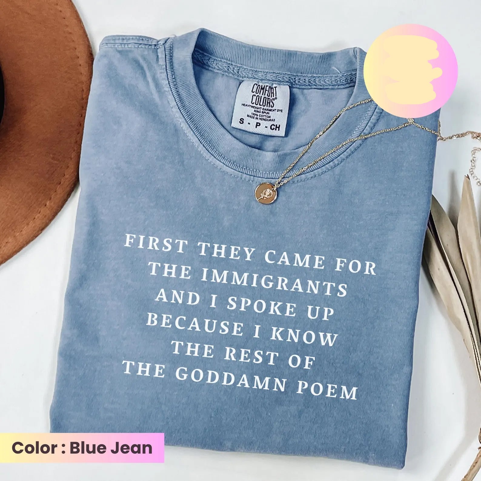 Anchored Grace Boutique graphic tee featuring the "I Know the Rest of the Poem" design, casual tee with artistic text print.
