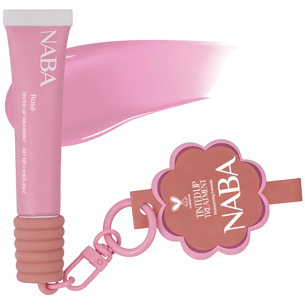 NABA Cosmetics USA Lipgloss Rose in sleek tube, featuring shiny, pink rose shade with smooth, glossy finish.