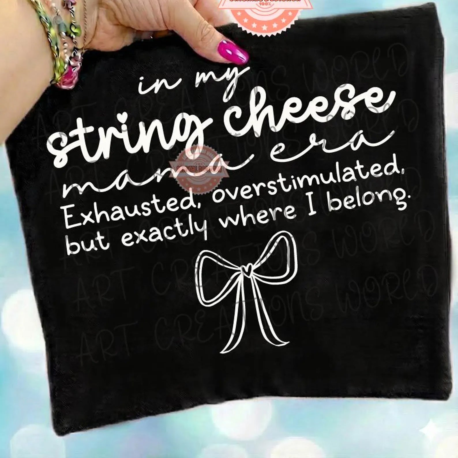 In My String Cheese Mama Era graphic tee by Anchored Grace Boutique, featuring a casual, stylish design with fun text print.