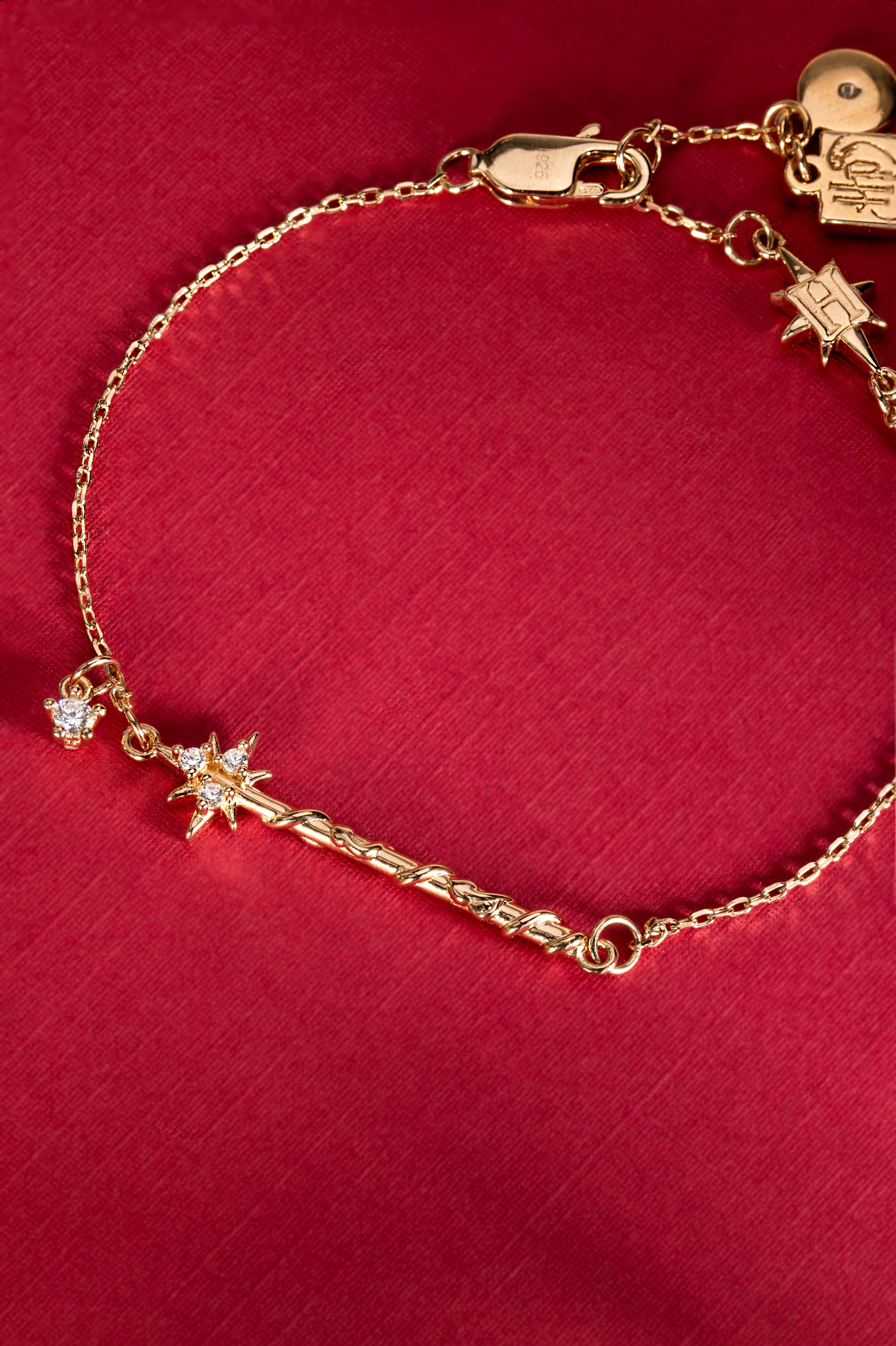 14kt gold-over-sterling silver Hermione Wand Bracelet from Harry Potter™ collection by ALEX AND ANI, featuring detailed wand design.