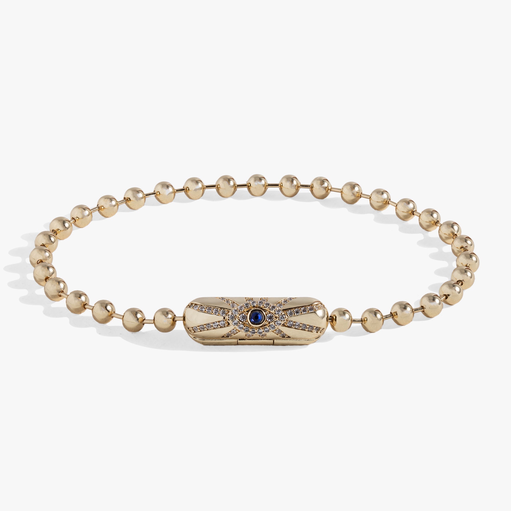 Gold Evil Eye Barrel Closure Bracelet by ALEX AND ANI featuring a protective evil eye charm and sleek barrel clasp.