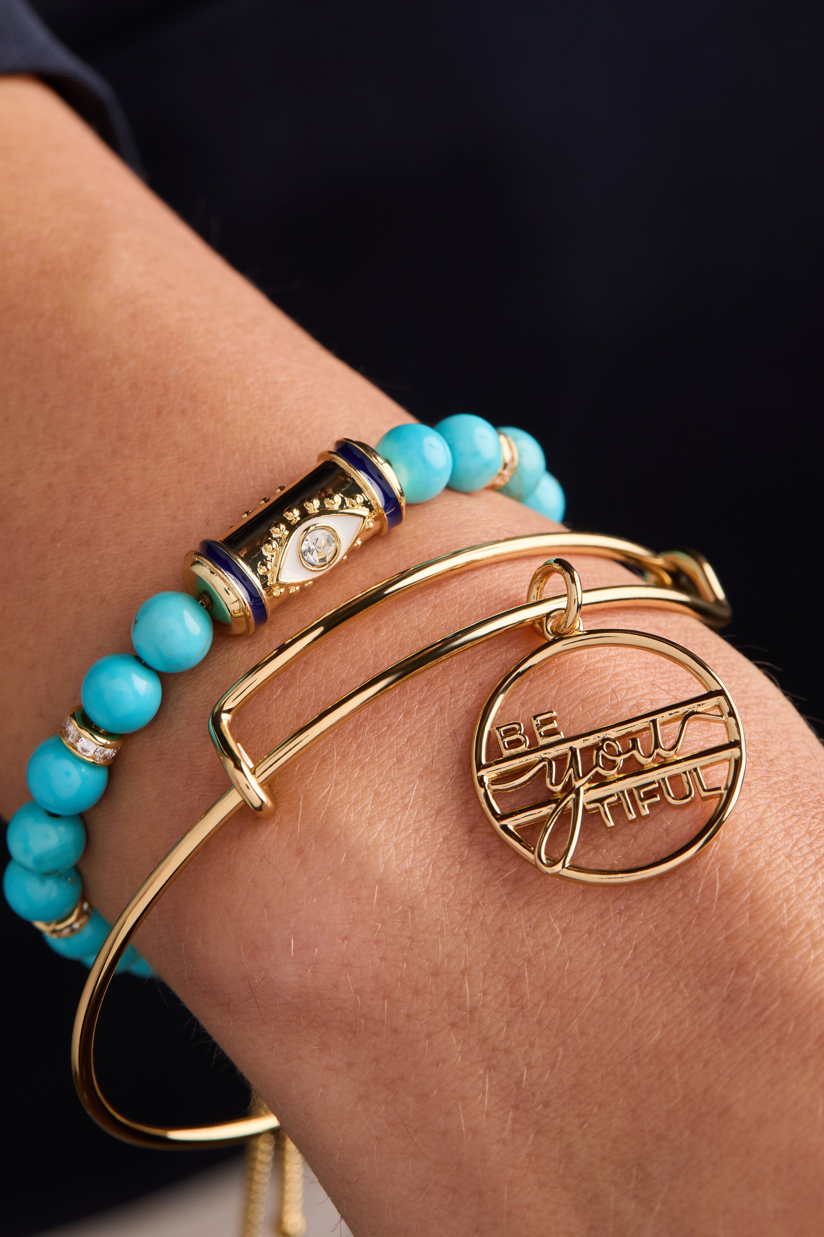 Gold Evil Eye Bolo Bracelet by ALEX AND ANI featuring a sleek adjustable design and an eye-catching evil eye charm.