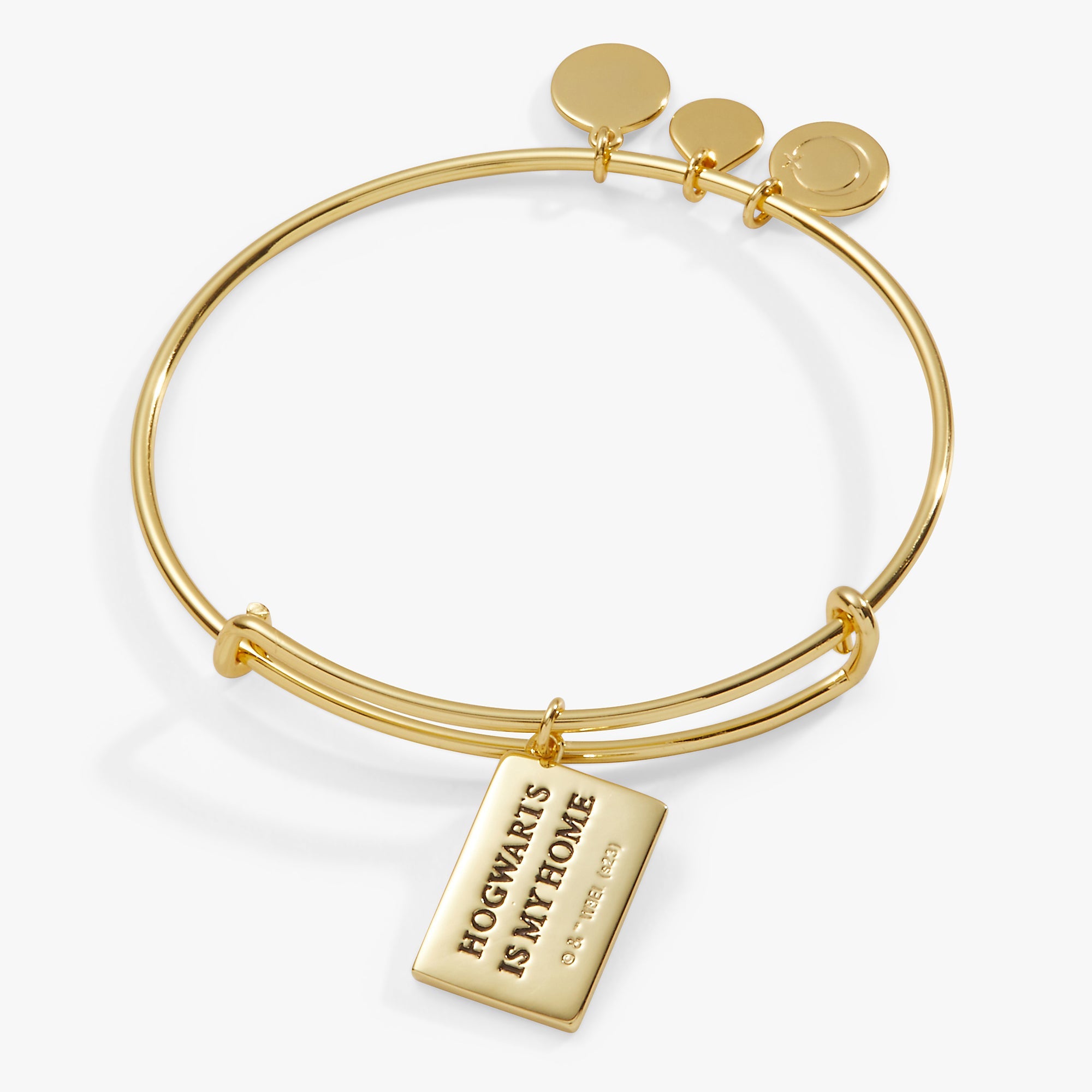 Gold Harry Potter Acceptance Letter Charm Bangle by ALEX AND ANI, featuring a detailed Harry Potter-themed bracelet with charm.