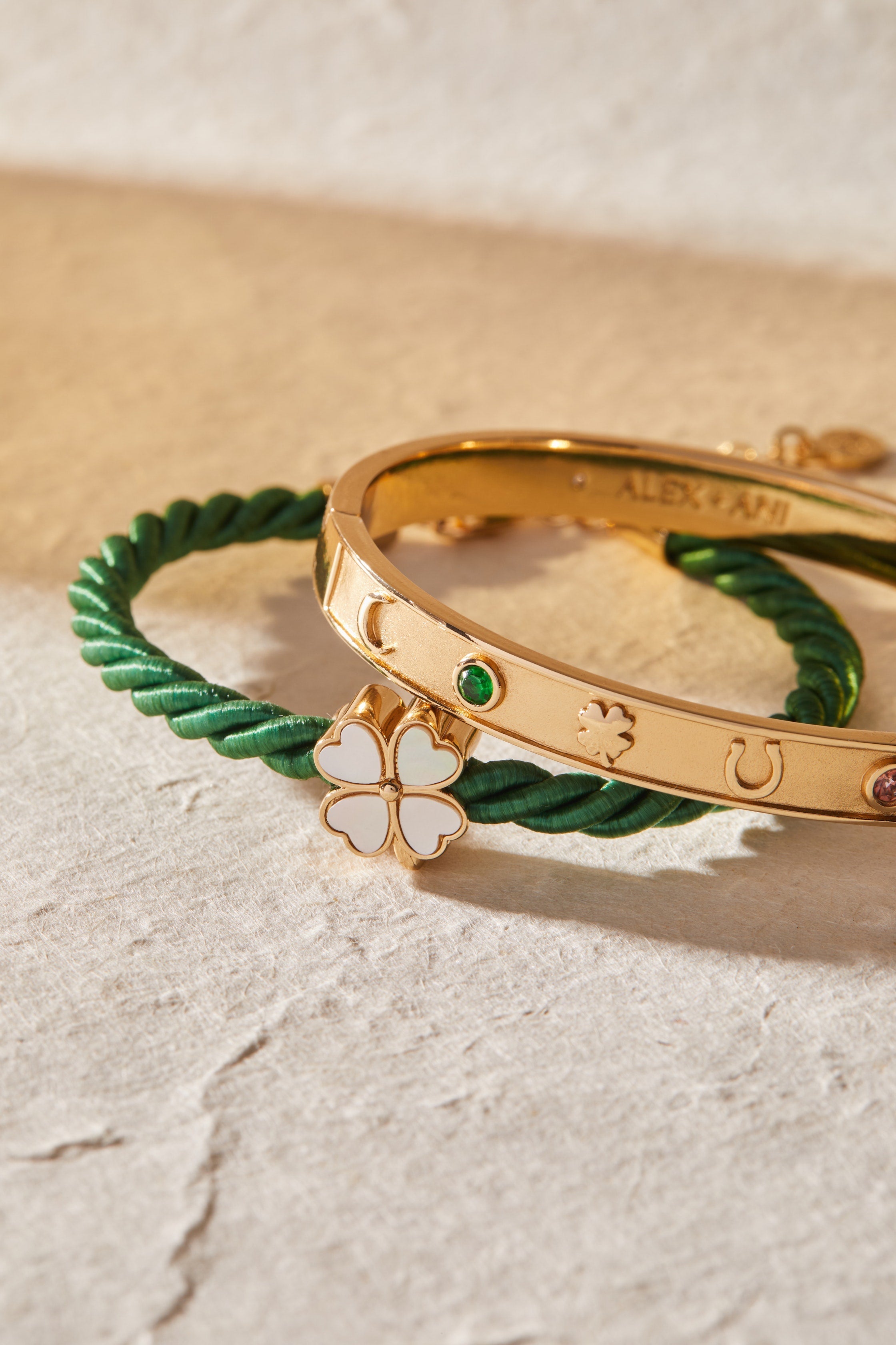 Gold Lucky Hinge Bangle bracelet by ALEX AND ANI featuring a smooth, hinged design and subtle decorative details.