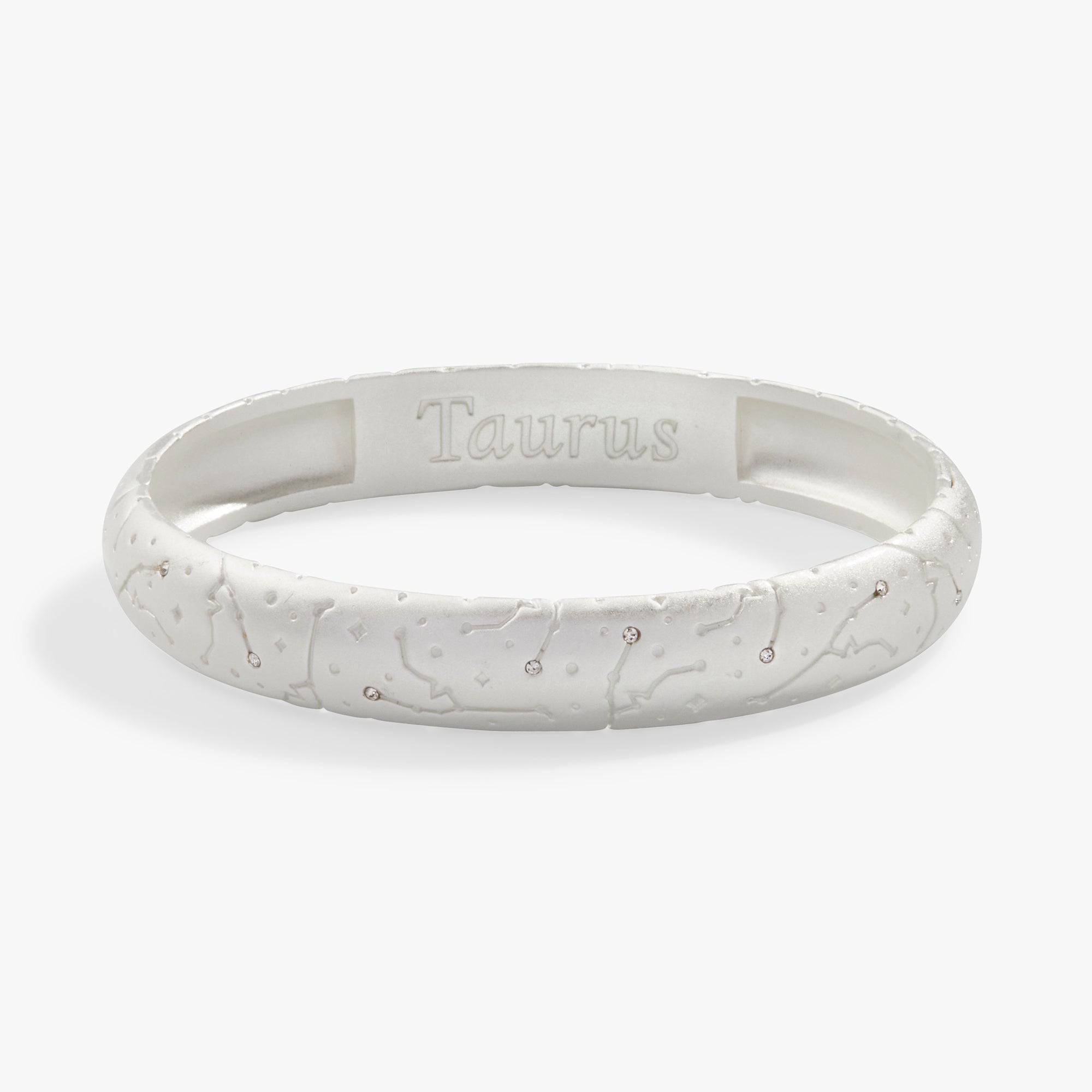 ALEX AND ANI Taurus Zodiac hinge bangle bracelet in satin gold featuring Taurus symbol and elegant design.
