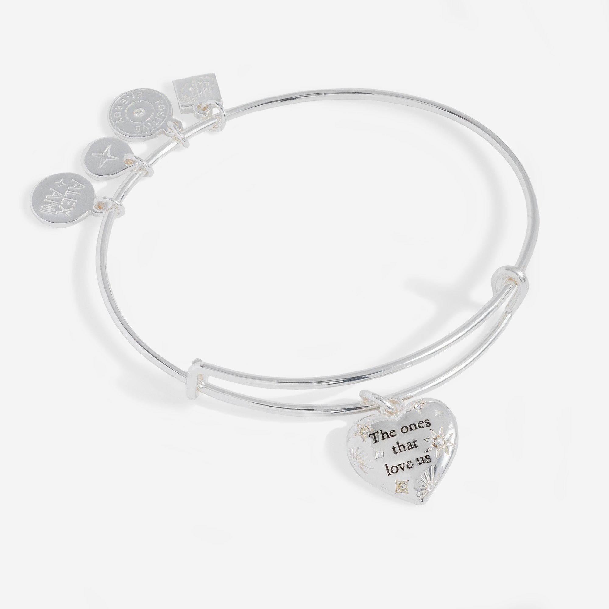 Silver Harry Potter™ 'The Ones That Love Us' charm bangle bracelet by ALEX AND ANI with engraved charm and sleek design.