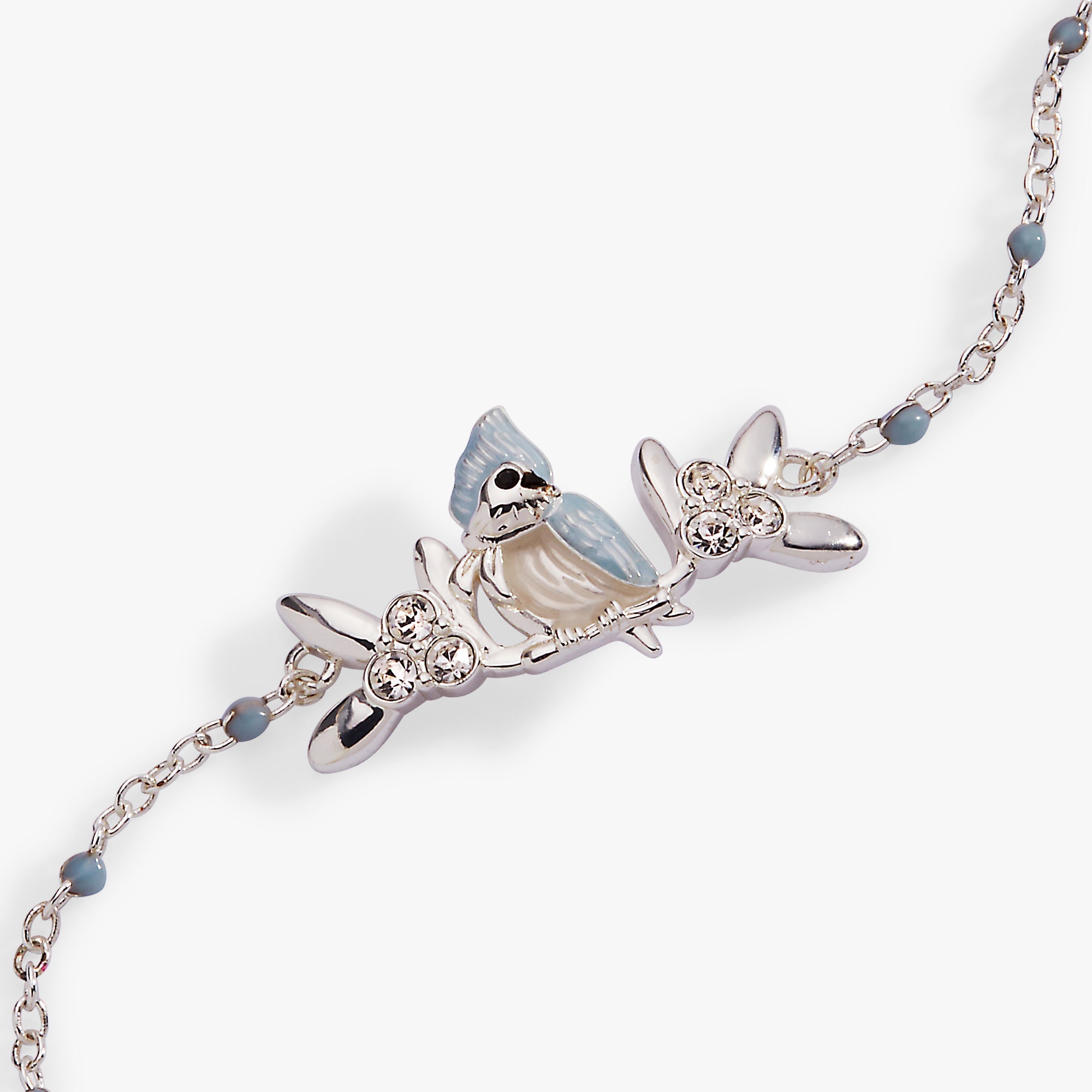 Silver Tufted Titmouse Bird Bracelet by ALEX AND ANI featuring a detailed bird charm on a sleek bracelet.