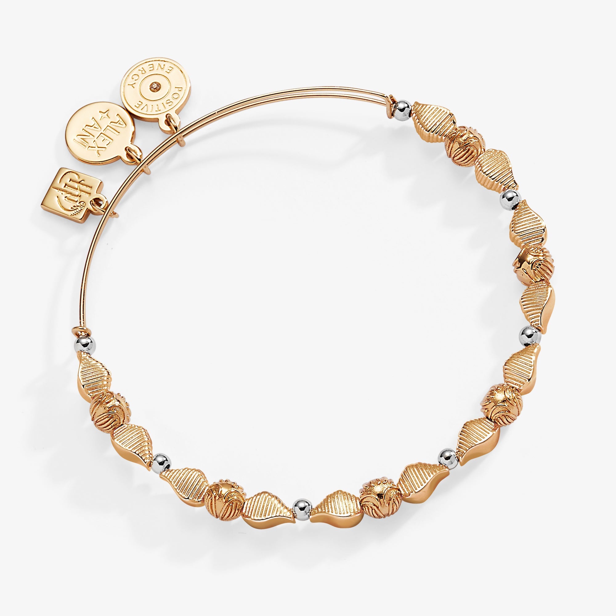 Two-tone Harry Potter Golden Snitch beaded bangle bracelet by ALEX AND ANI, featuring intricate beaded design and Snitch charm.