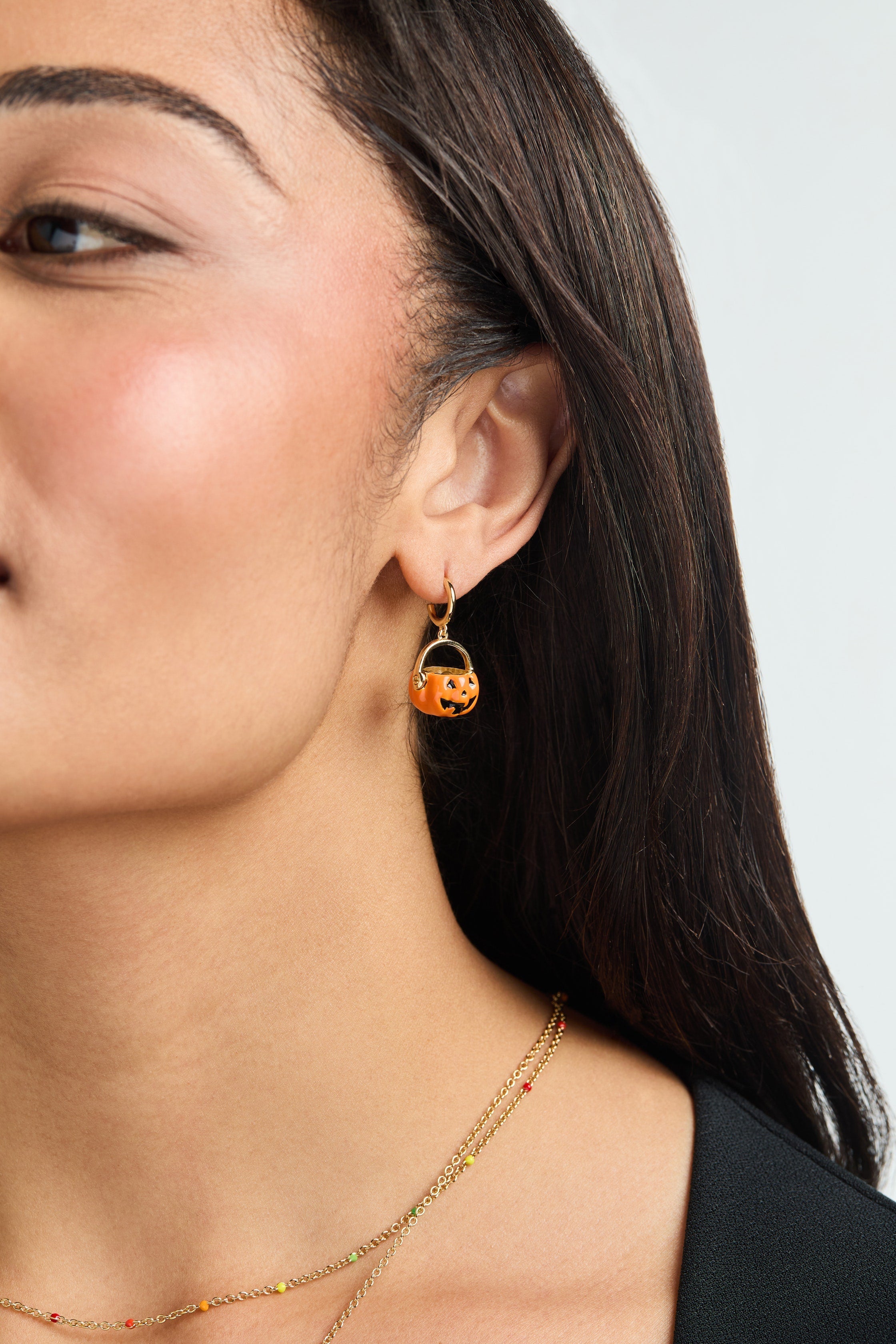 Gold "Trick or Treat" earrings set of 3 by ALEX AND ANI, featuring festive Halloween-themed earring designs.