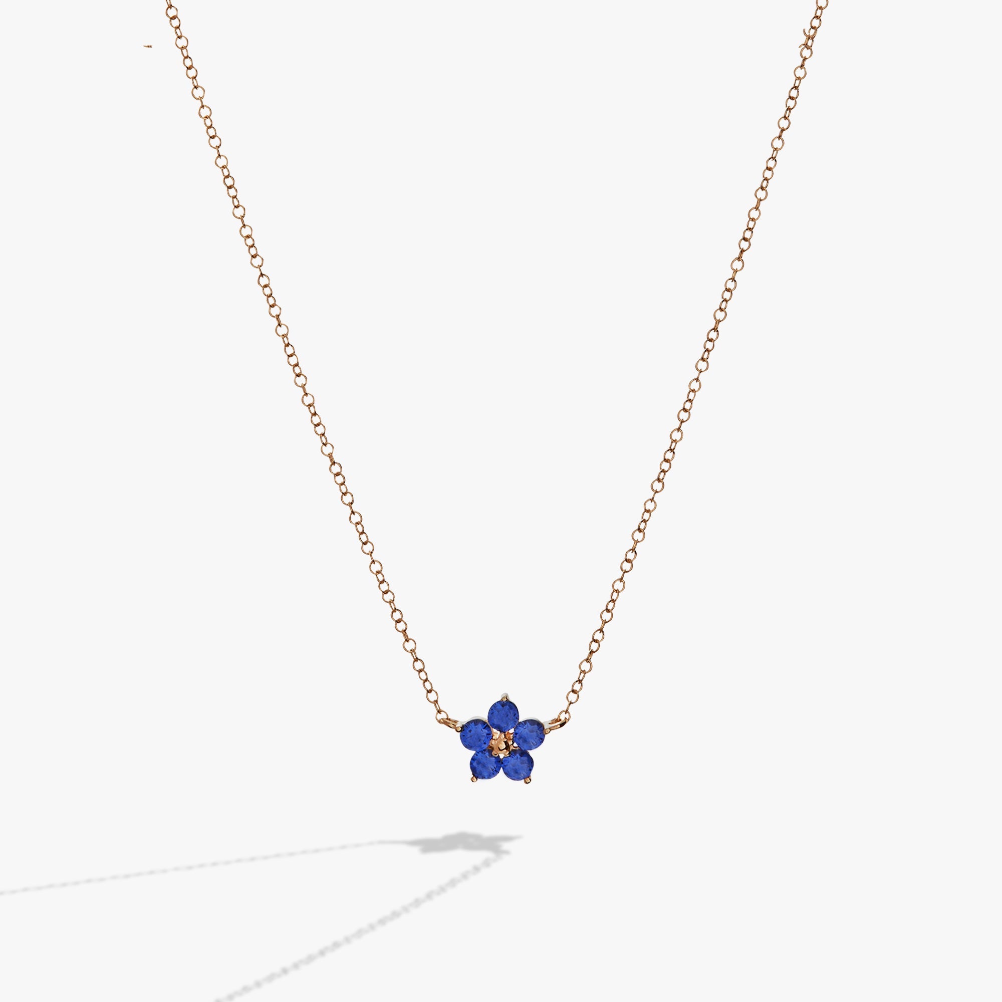 14k gold-over-sterling silver Forget-Me-Not flower necklace with crystal accents by ALEX AND ANI, showcasing a delicate floral pendant.