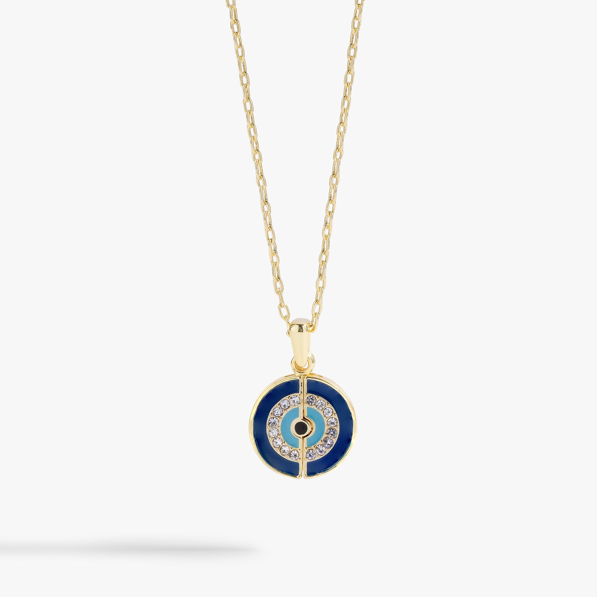 Gold Evil Eye "Positive Vibes" mantra necklace by ALEX AND ANI featuring a protective eye charm and empowering message.